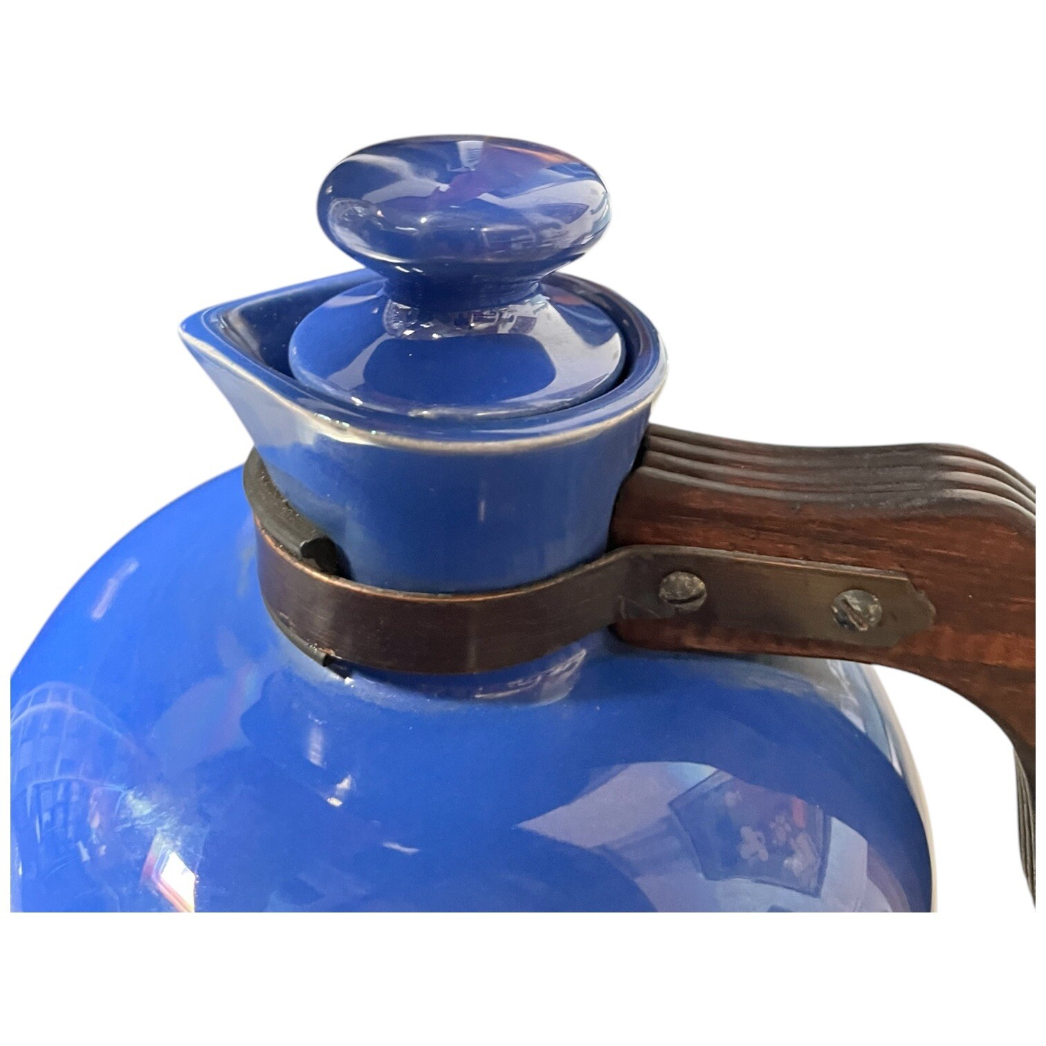Vintage 1930s Hollydale Pottery California Cobalt Glaze Carafe Jug & Stopper