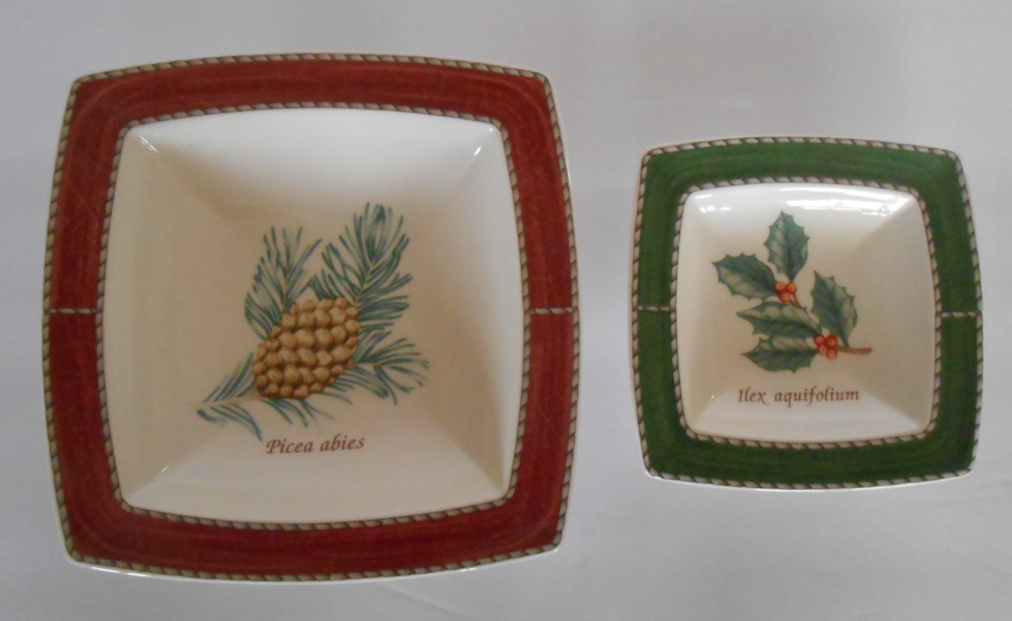 1997 Wedgwood Sarah’s Garden PineCone 6″ Candy Dish & 4″ Candy Dish Queen’s Ware
