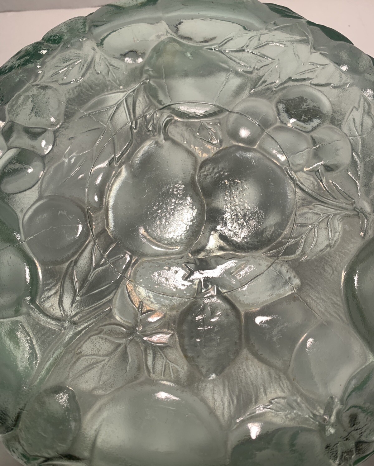 Sale Vintage Libbey Orchard Fruit Green Glass 3 QT Casserole Baking Dish Pie Lid
