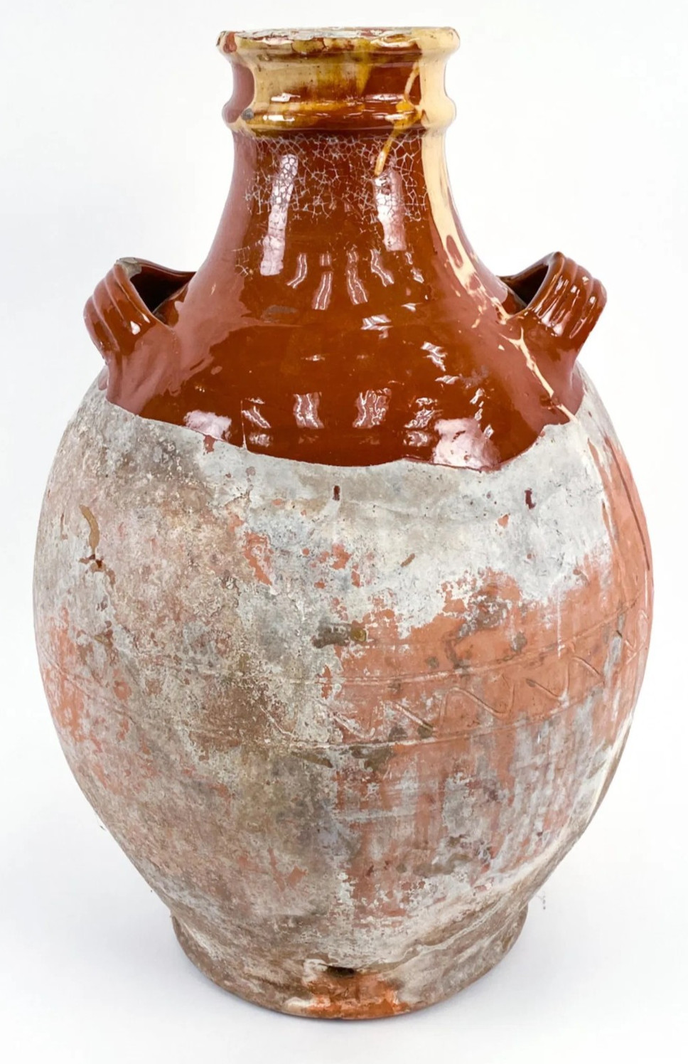 FRENCH ANTIQUE CONFIT TERRA COTTA CERAMIC POTTERY GARDEN PEDESTAL WATER BATH