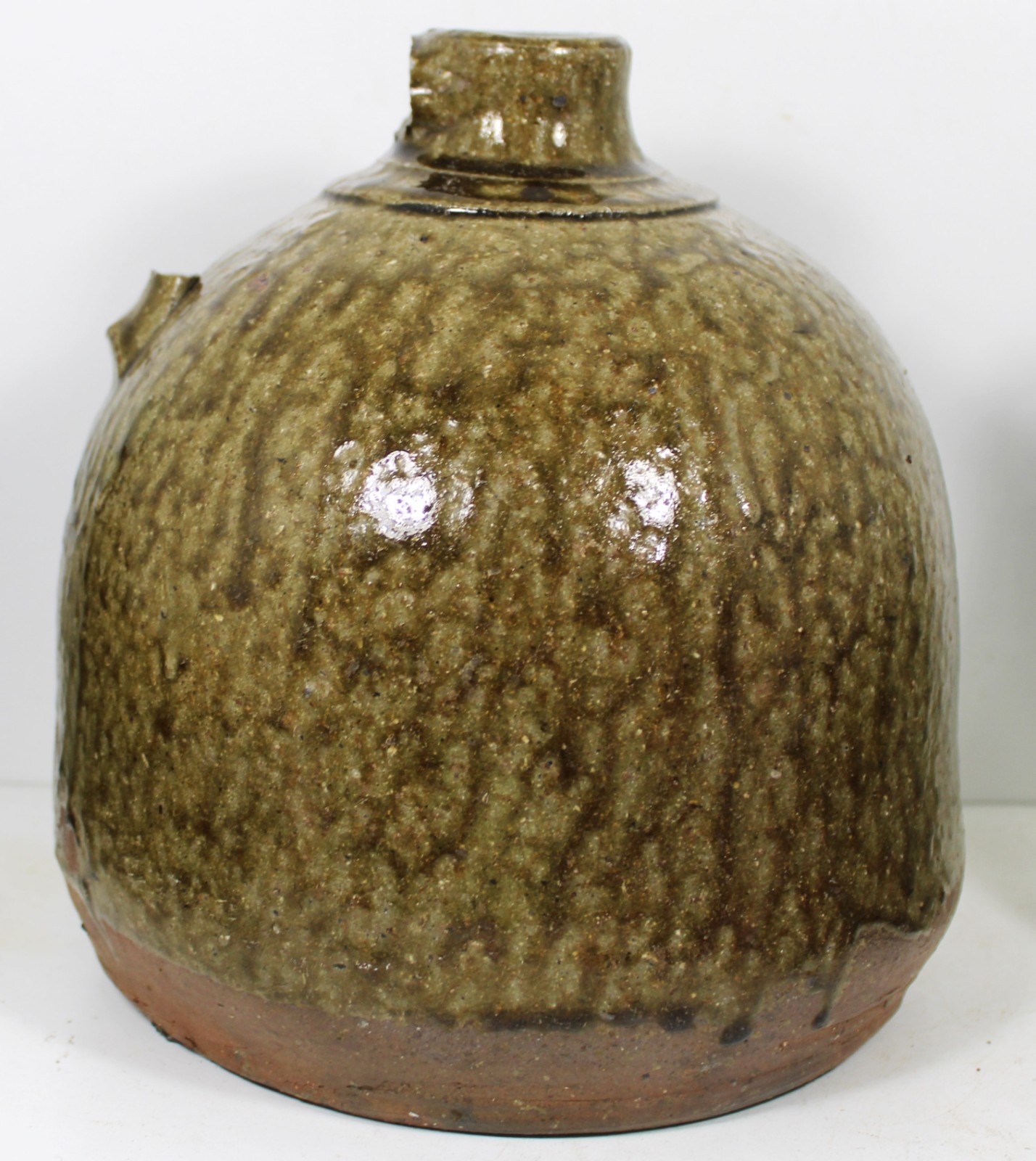 VINTAGE SOUTHERN POTTERY 1 GAL. BUGGY JUG GEORGIA DRIPPY GLAZE NO HANDLE
