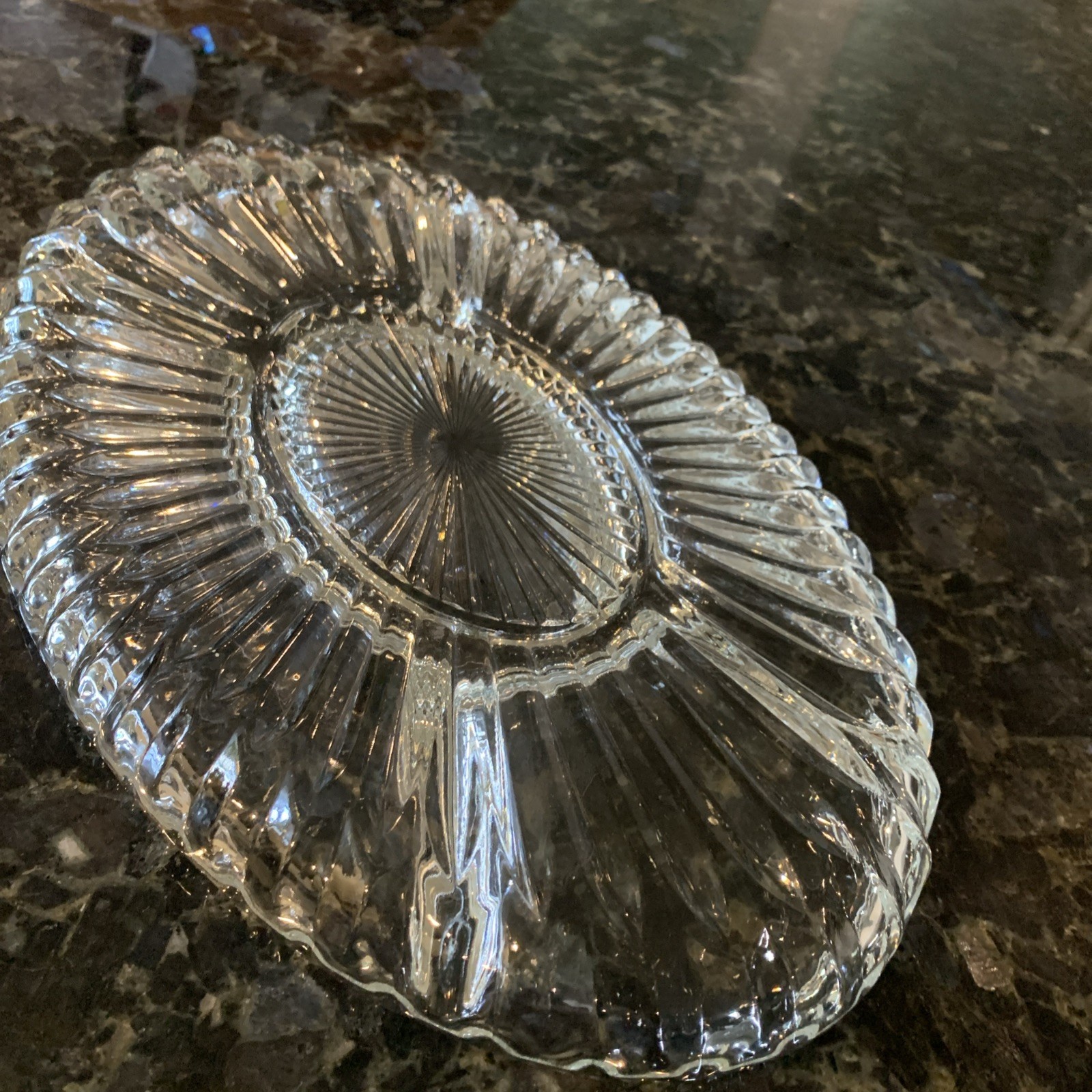 Vintage Oval Relish Dish – Glass Serving Dishes with 5 sections Ribbed Pattern