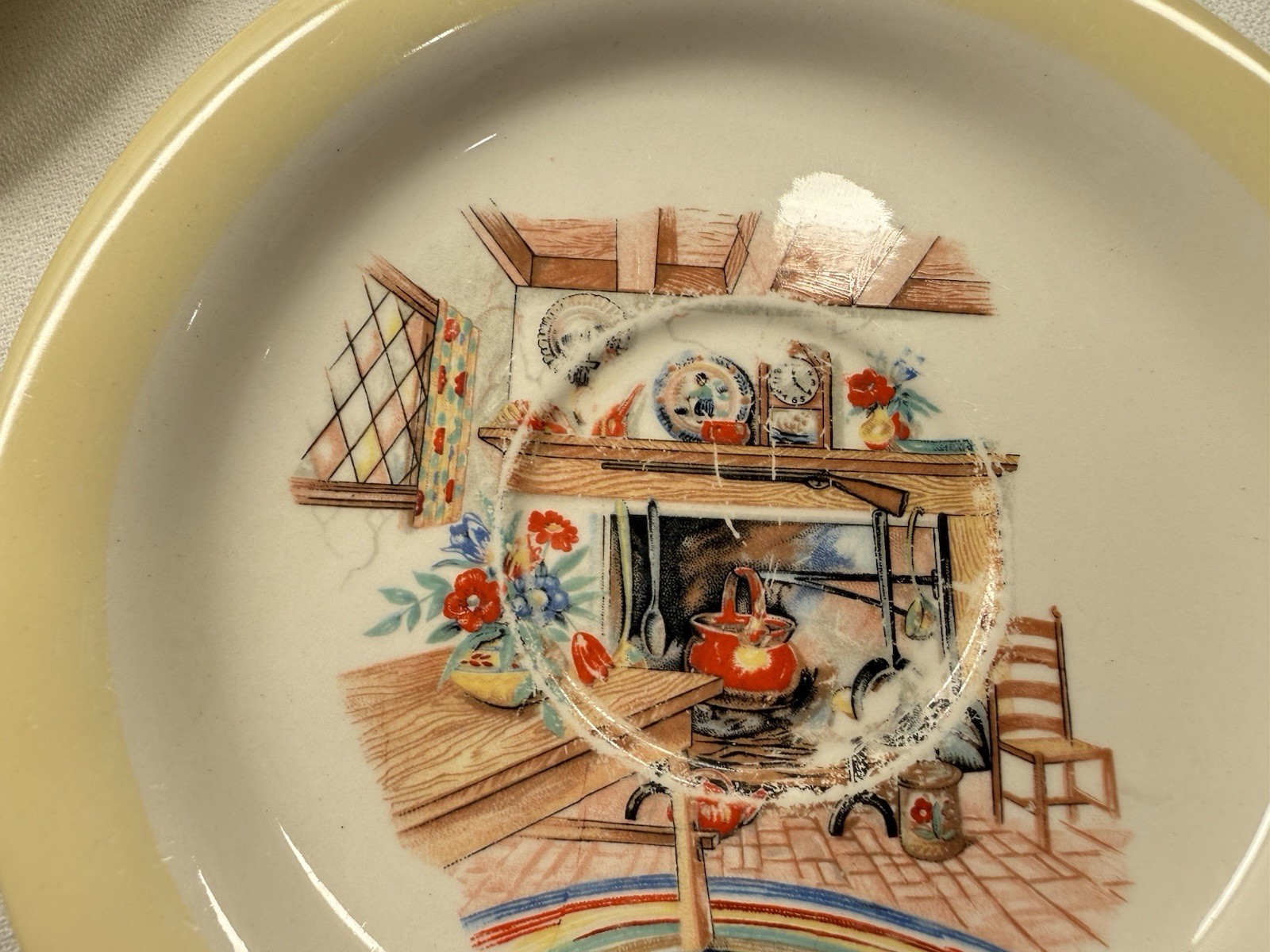 26pc Homer Laughlin Eggshell Colonial Kitchen Hearth Yellow Rim 1941 Swing Set