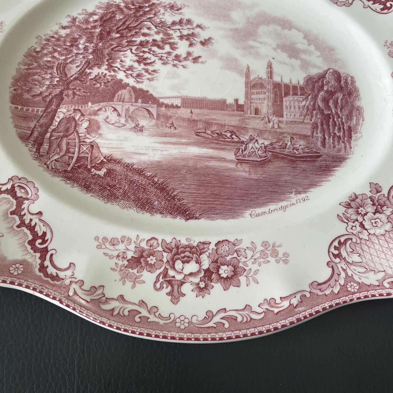 Johnson Brothers Old Britain Castles Cambridge Pink Transferware Platter 12″