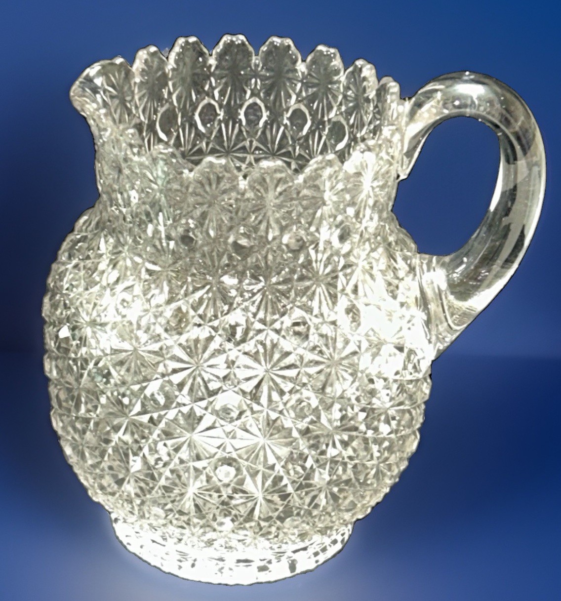 Bryce Bros Daisy & Button Glass Pitcher Victorian EAPG c.1800 Antique 8 1/2″