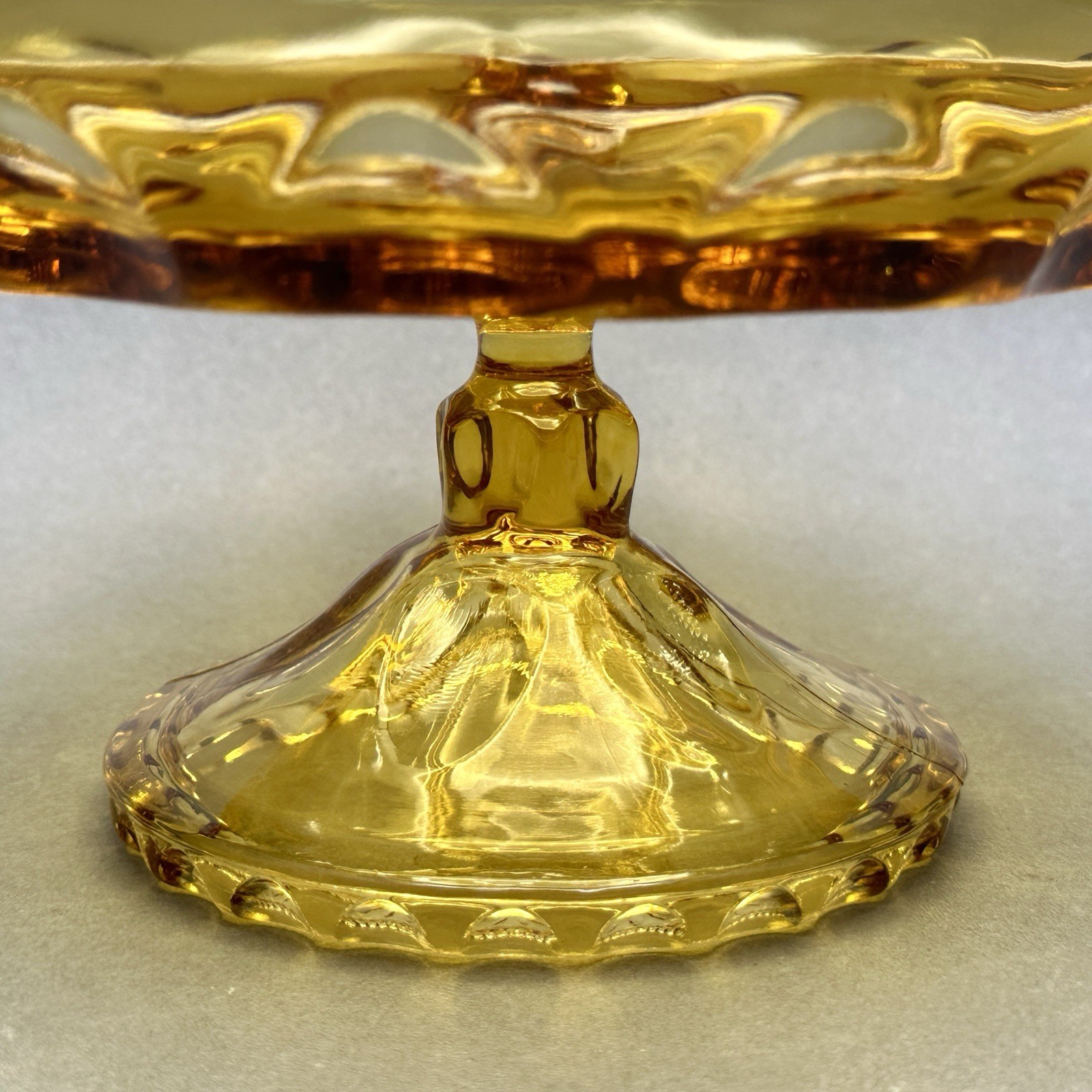 Vintage Hazel Atlas Golden Amber Glass 3 Part Divided Pedestal Serving Dish