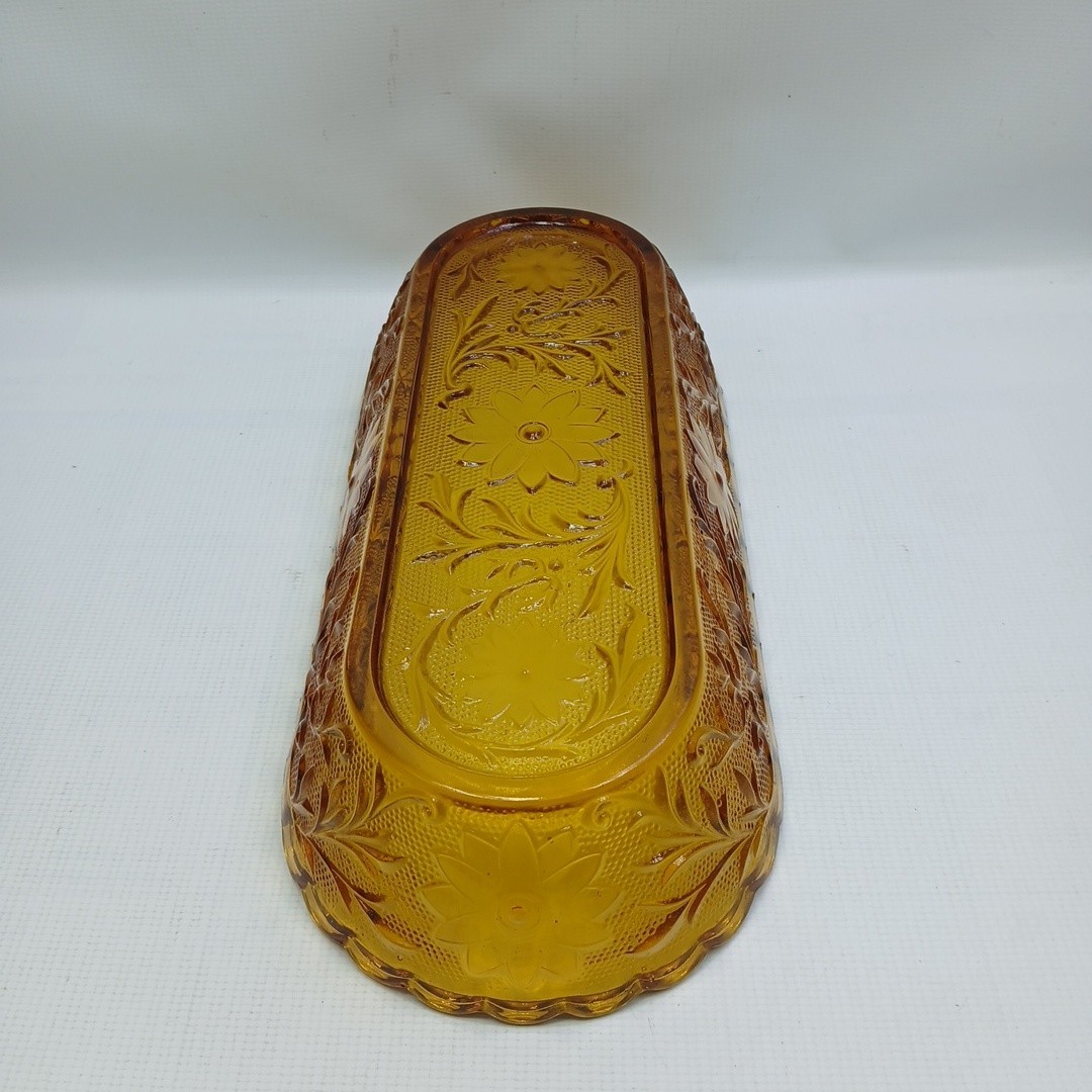 Indiana Glass Tiara Sandwich Amber Celery Dish 10″ Oval Serving Bowl