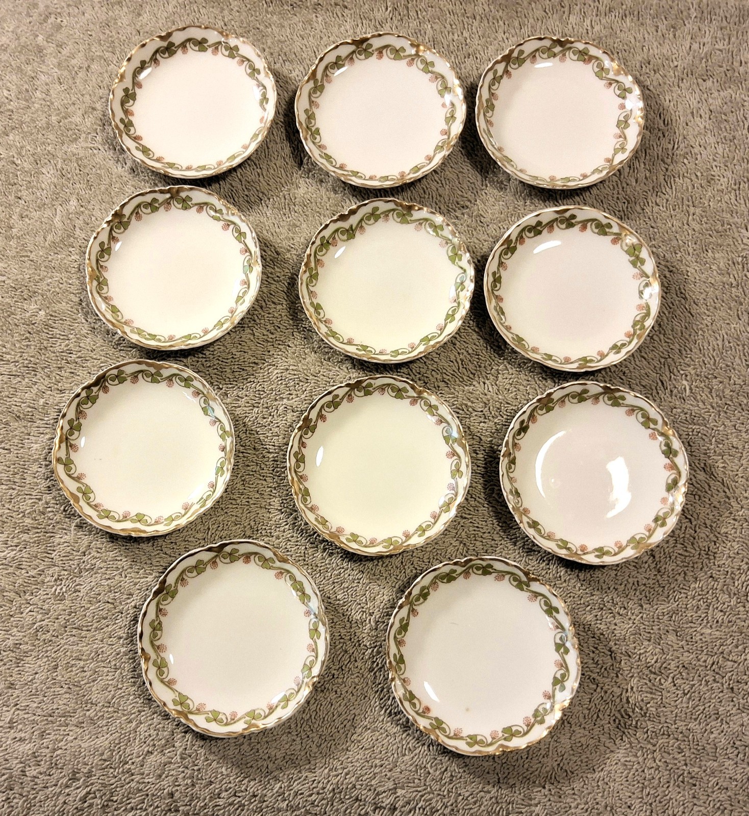 Antique Set of 11 Haviland Schleiger 98 Clover Leaf Butter Pats Limoges France