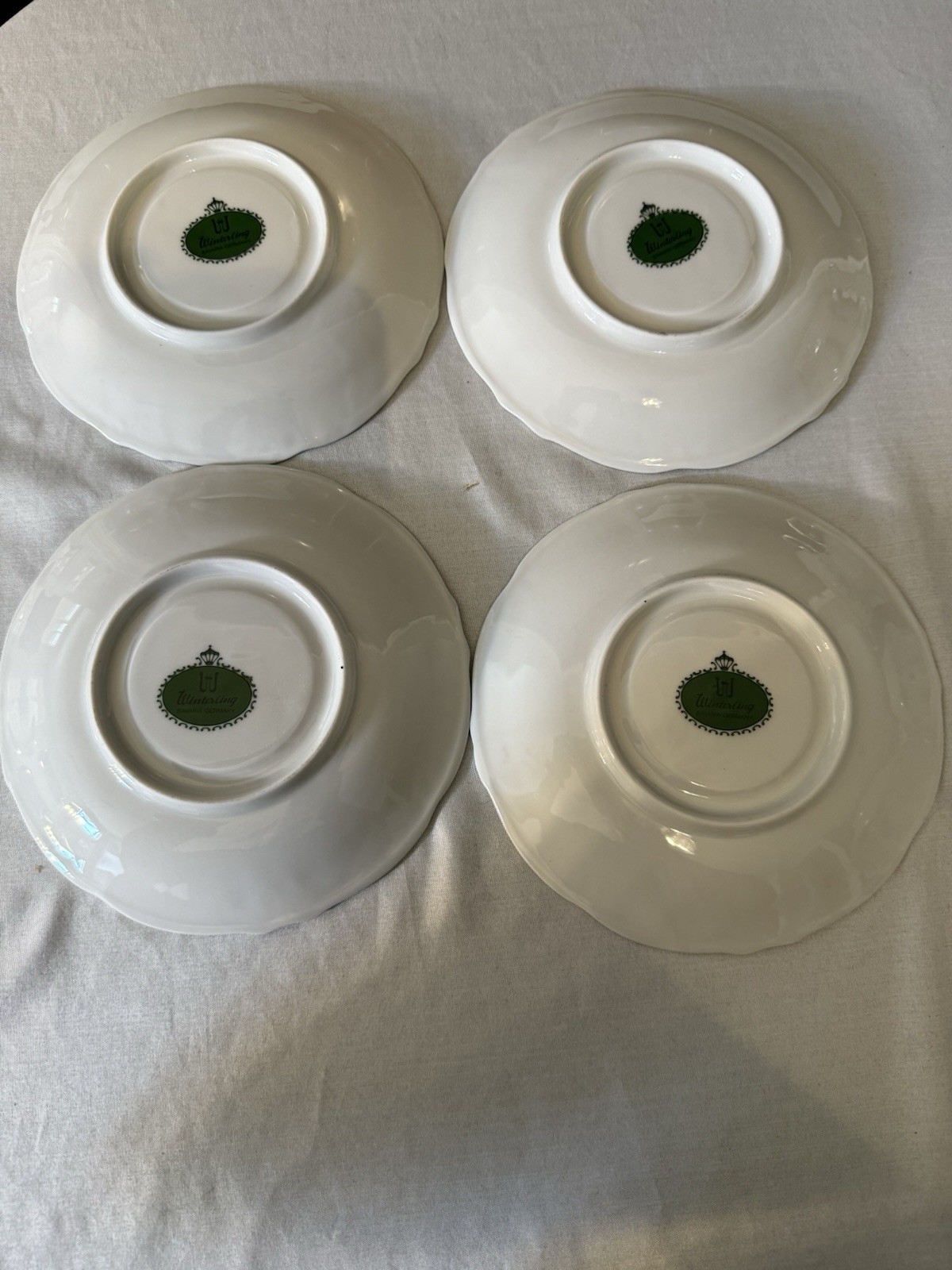 Vintage Winterling Teacup and Saucer White Blue Floral Platinum Trim Germany Set