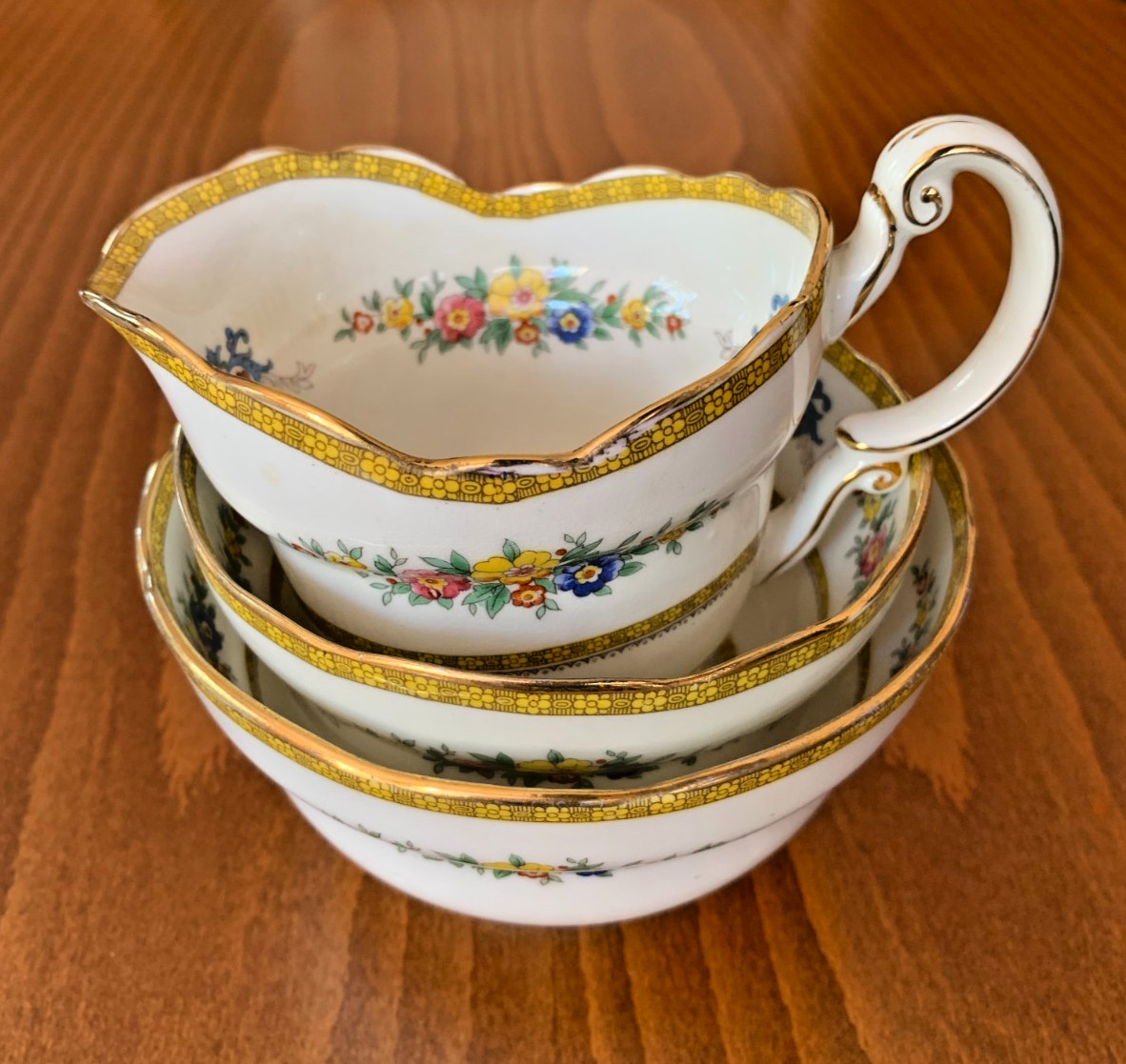Art Deco PARAGON Fine China ONTARIO 5524 Set Milk Jug Two Sugar Nut Bowls c.1930