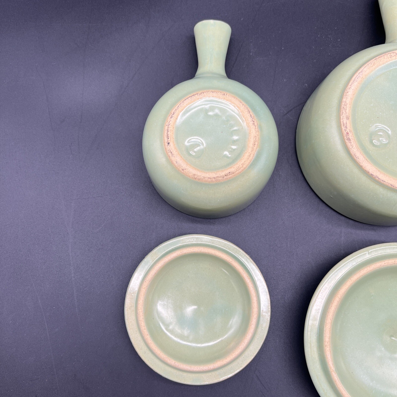 Vtg MCM La Solana Pottery Mint Green Set Of 3 Round Casserole Bowls Pots Lids