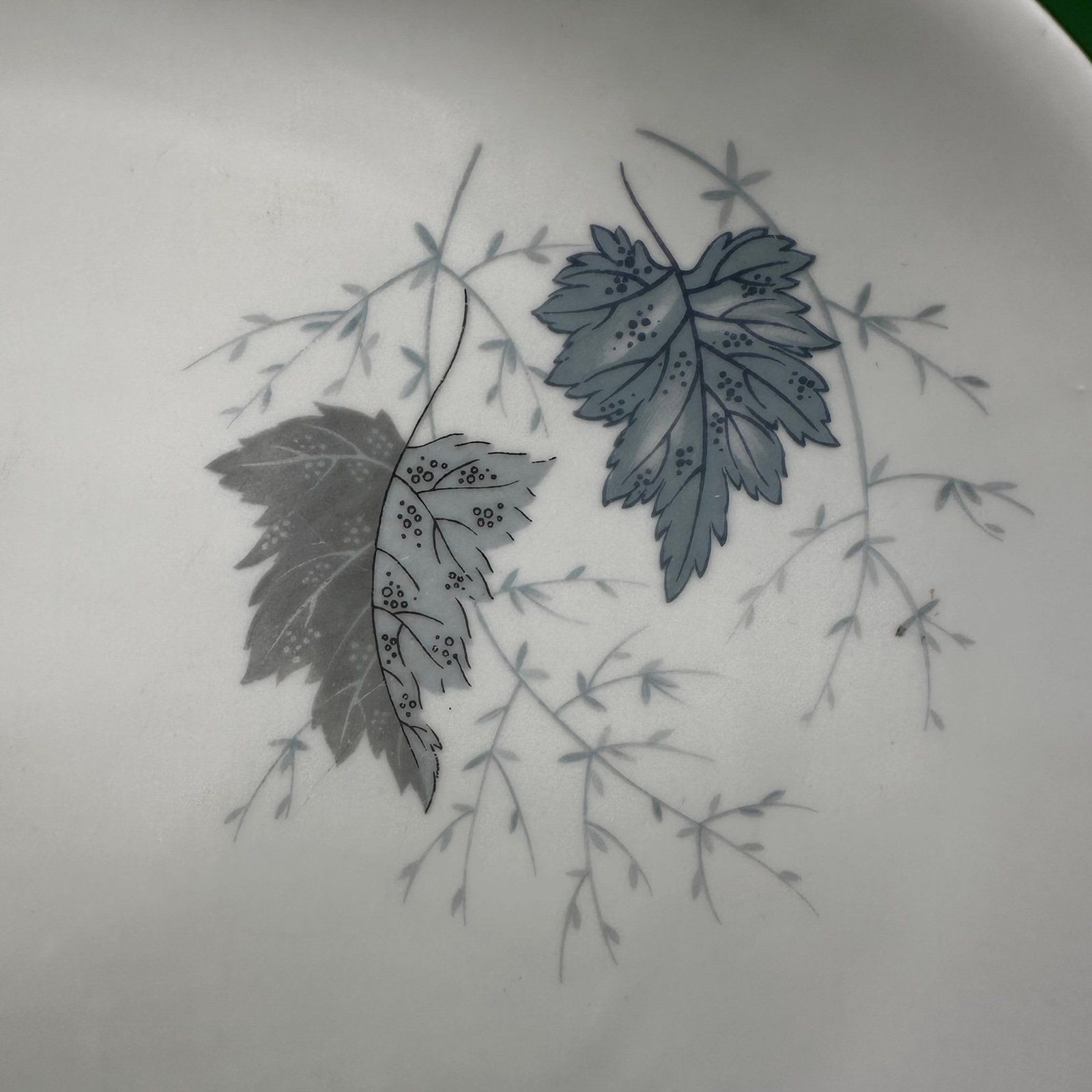 Vintage Forest Fine China Windward Platter 14″ Oval Blue Gray Leaf W. Germany