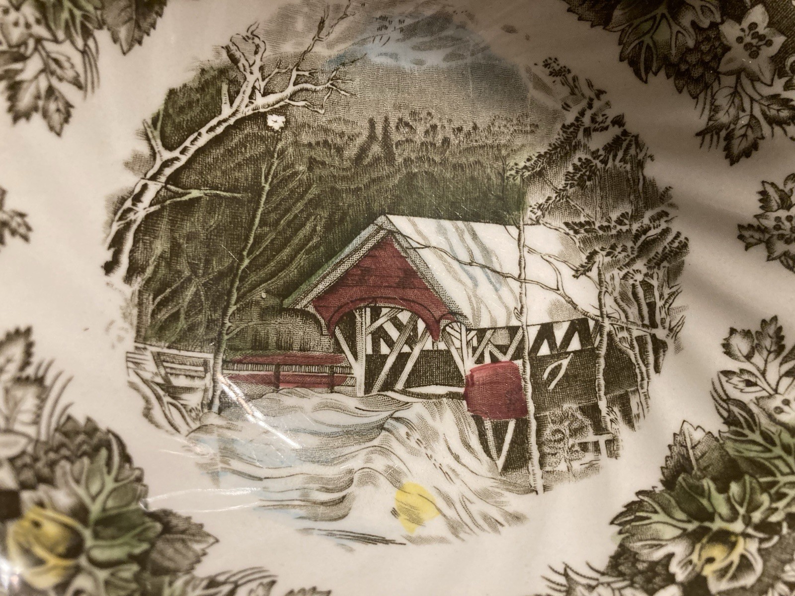 4 Johnson Bros Friendly Village The Covered Bridge Cereal Soup Bowl 6” Square