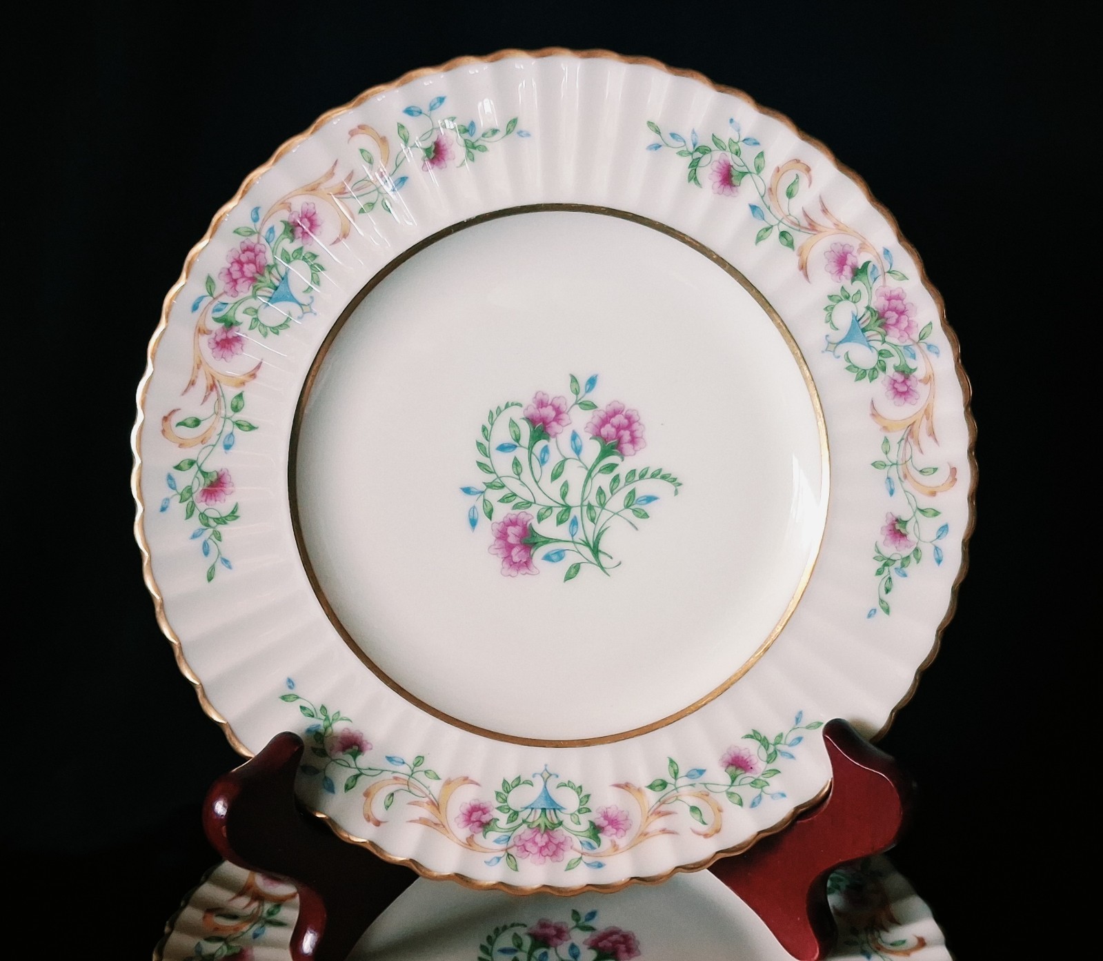 Lenox CINDERELLA Bread Plates 6.25″ Scalloped Gold Edge Floral (Set of 8) V-308
