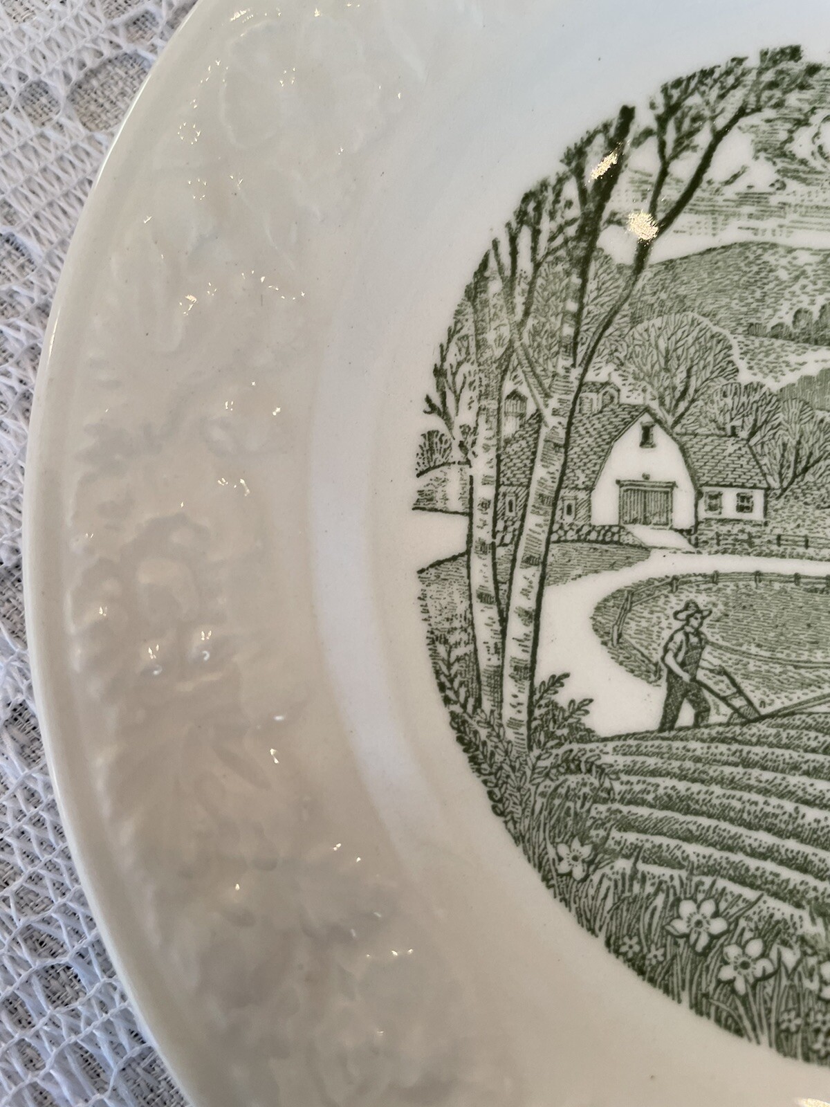 Vintage Taylor Smith & Taylor Pastoral Dessert Plates USA Farm 6 1/2 Inches