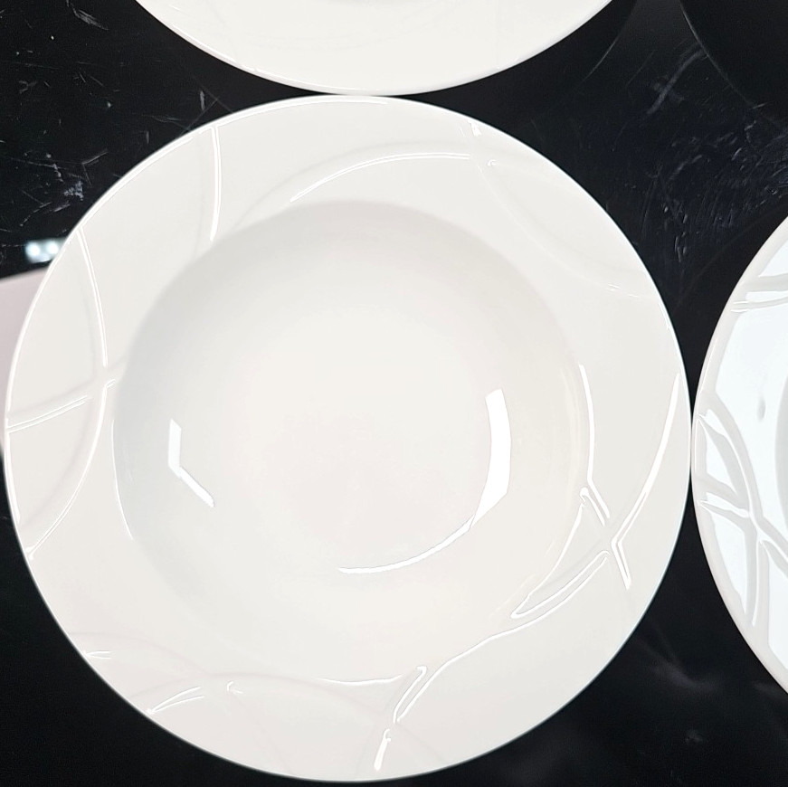 6 Lenox Vibe Rim Soup Pasta Bowl Set White Swirled Elegant Table Dining Dish Lot