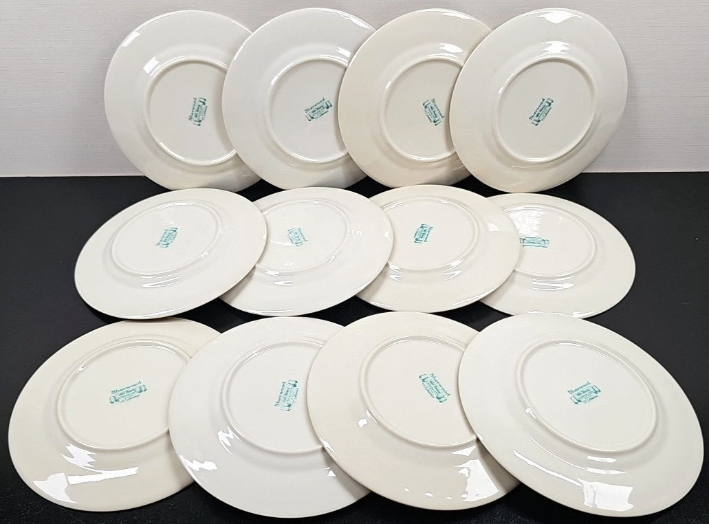 12 Syracuse China Sherwood Bread Plate Set Vintage Old Ivory Blue Laurel MCM Lot