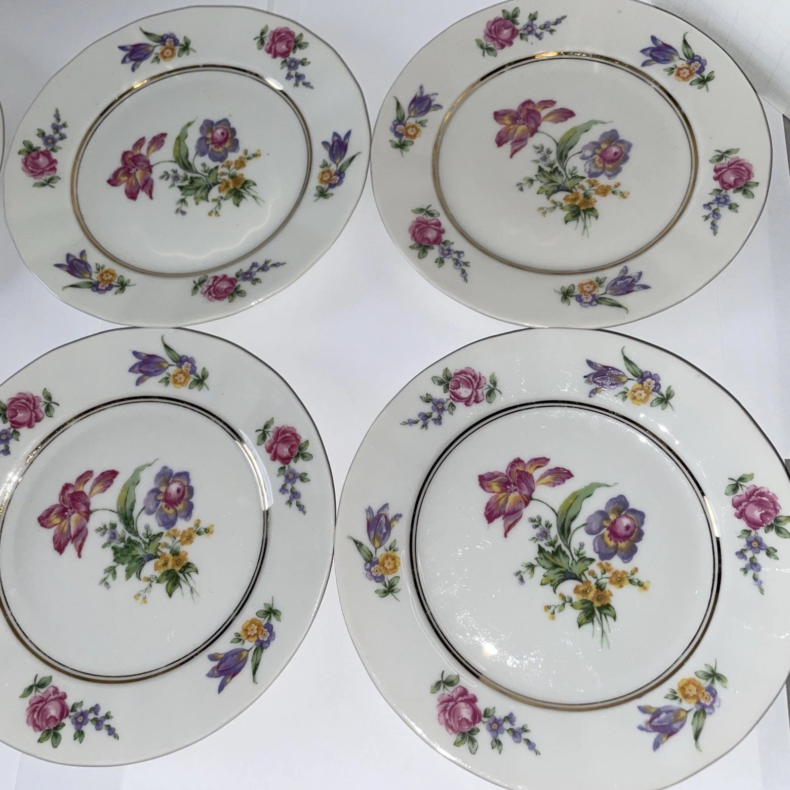 Raynaud Limoges Dresden Floral Style 6 bread dessert Plates 6 1/4” Gimbel bros.