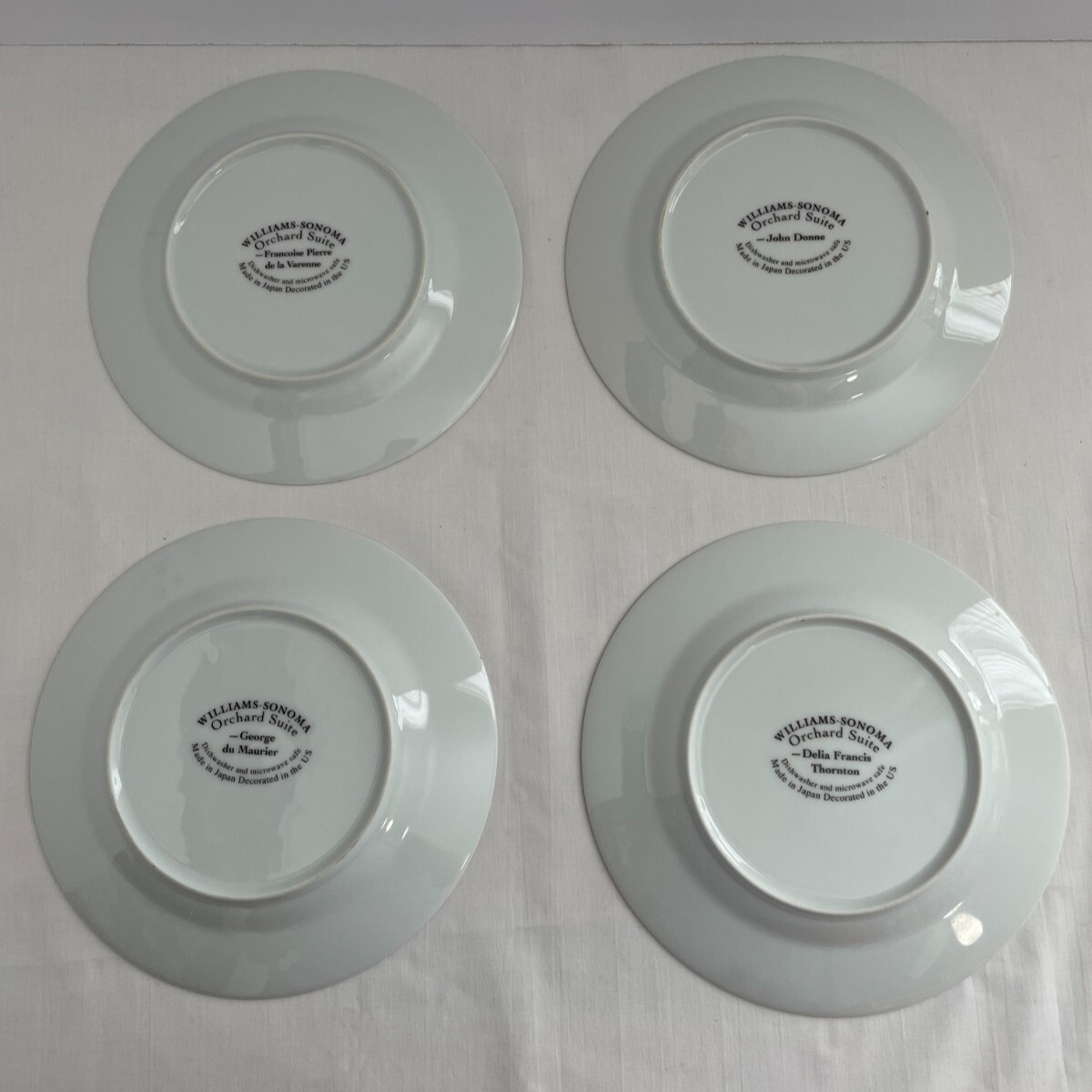 Williams-Sonoma salad dessert Plates set of 4 Orchard Suite whimsical quotes