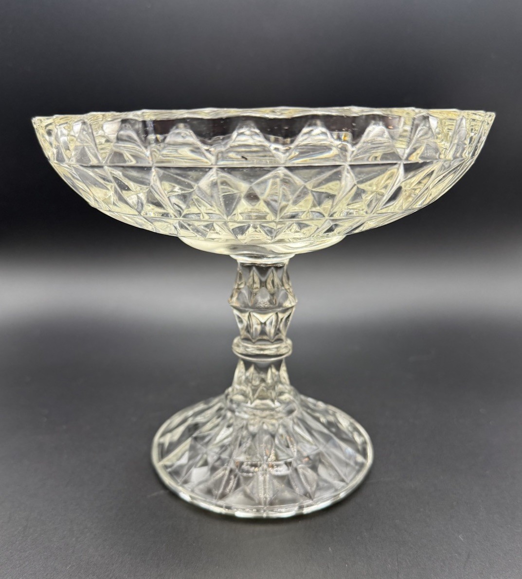 Vintage EAPG Jeannette Glass Compote Windsor Clear 1936 Pretty!