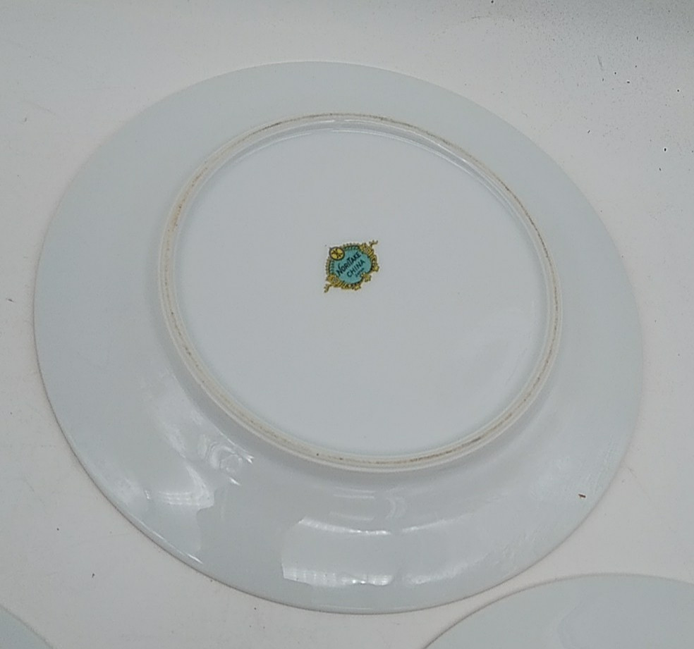 6 Noritake Pink Floral Salad or Dessert Plates White Pink Green Leaves Vintage