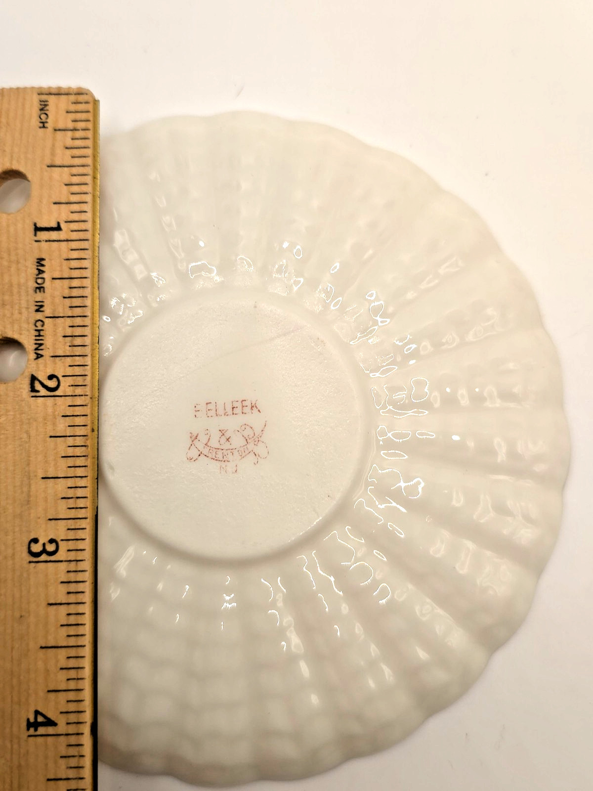 American Belleek Trenton NJ Demitasse Cup Saucer White Lustre Gold Gilt Antique