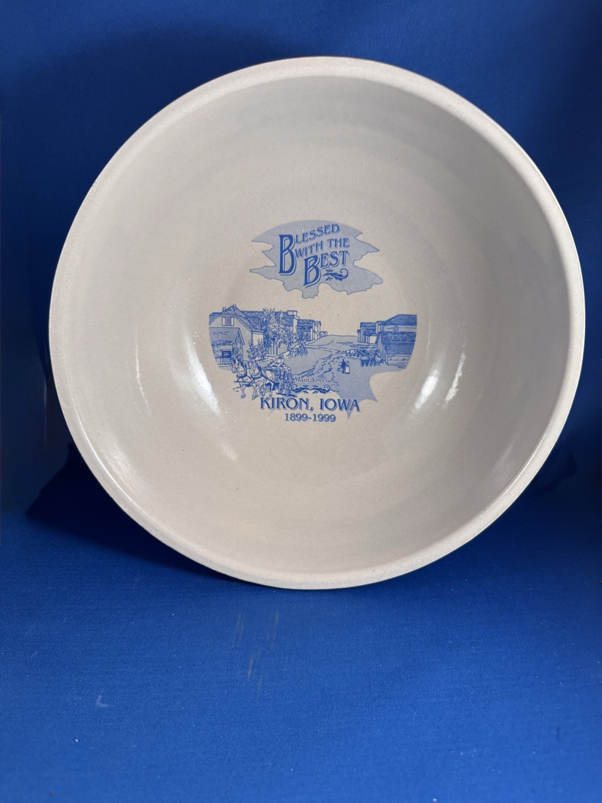 Vintage Dart, Inc. Friendship Stoneware Bowl Kiron Iowa Centennial 1899–1999 10”