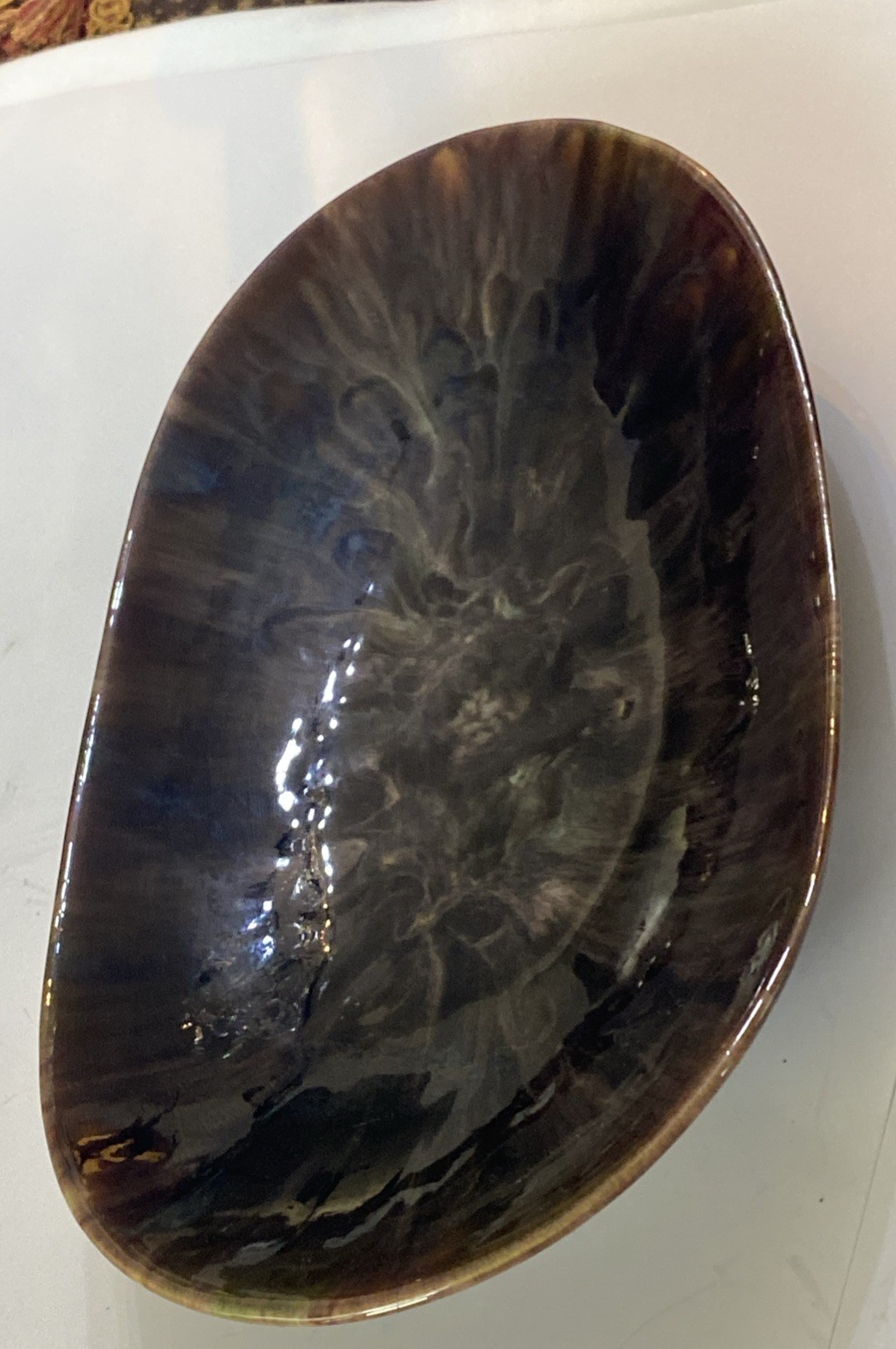Vintage Beauce Quebec Large Bowl/ Centerpiece Part 1335 Marble Glazed