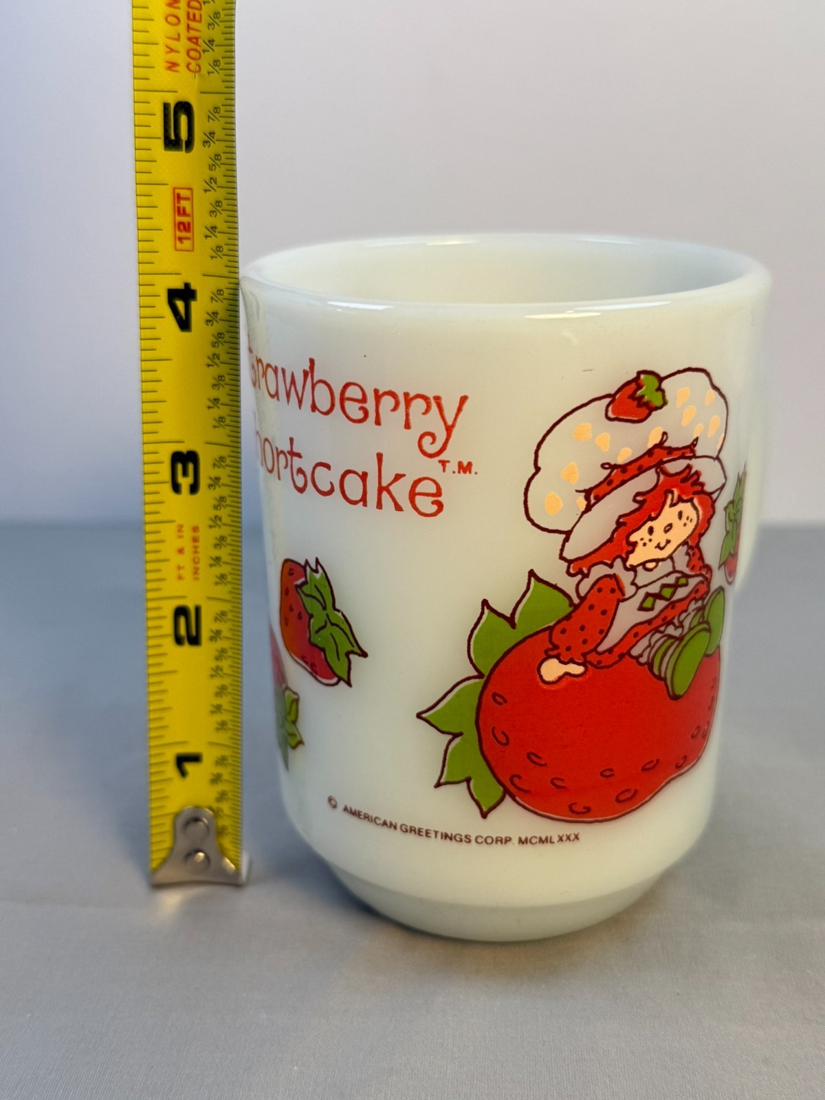 1980 Strawberry Shortcake Fire King Mug Anchor Hocking Milk Glass