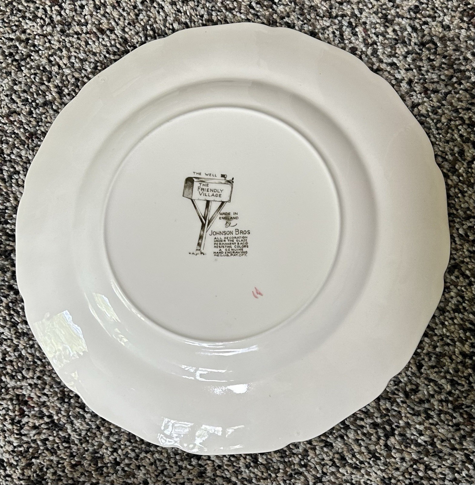 Vtg The Friendly Village 4 Plates Covered Bridge Old Mill Johnson Bros England