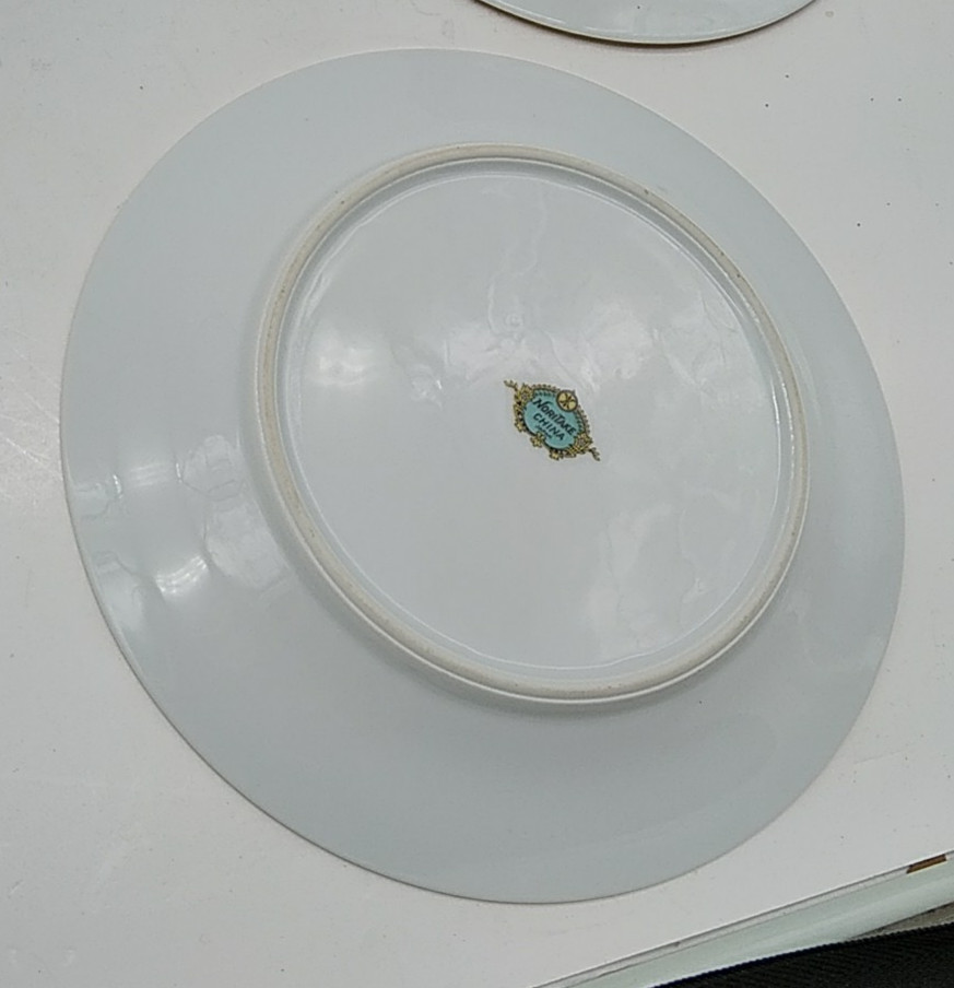 6 Noritake Pink Floral Salad or Dessert Plates White Pink Green Leaves Vintage