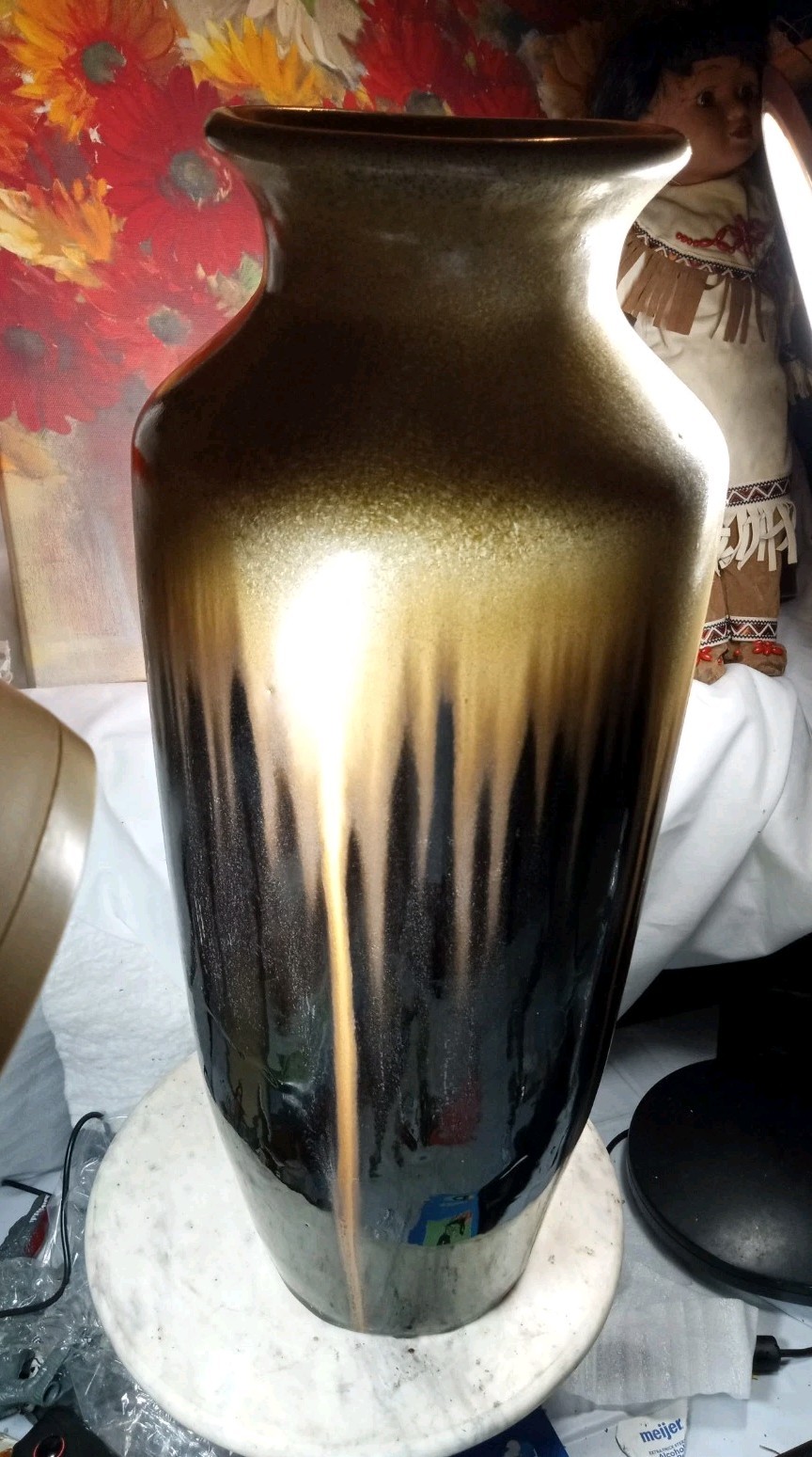 Mid century modern drip glaze vase
