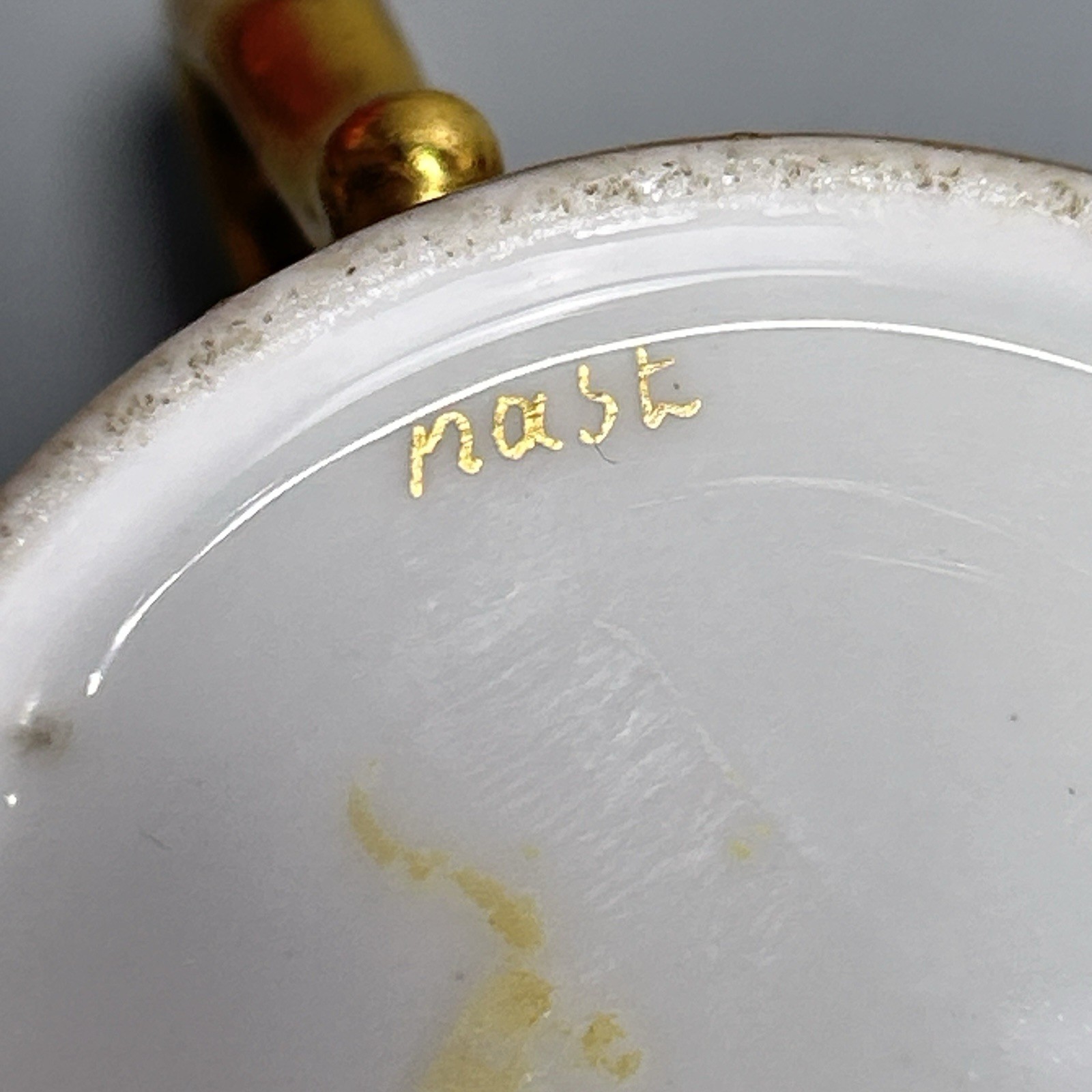 Antique Nast Veiux Paris Porcelain Cup C1815s Gilt French Empire 2.5”H Gold