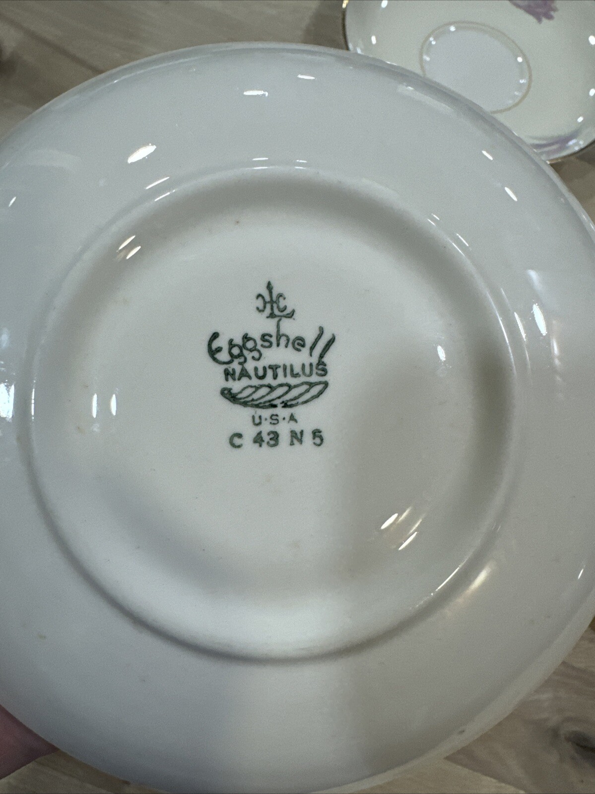Set Of 4 VINTAGE Homer Laughlin Eggshell Nautilus Round Saucer Tulip China Plate