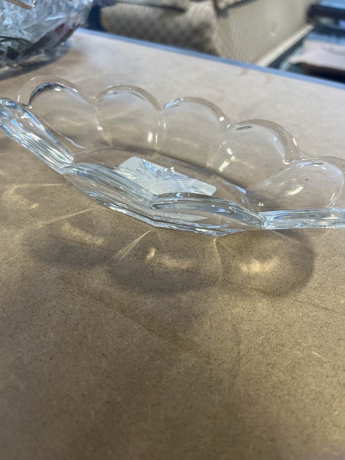 Vintage Glass Scalloped Relish Dish Starburst Divided Tray Candy Nut Server