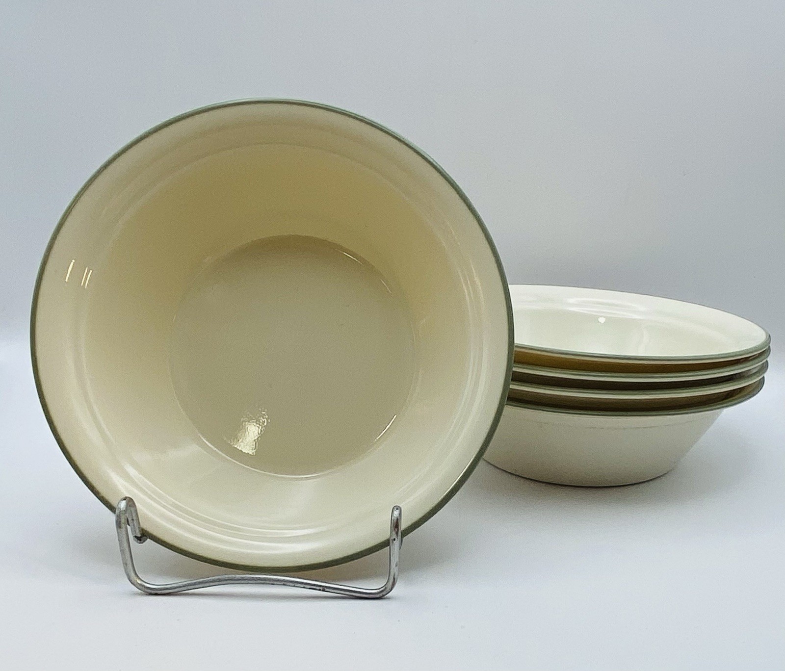 VTG Corelle Corning THYMELESS HERBS 6 1/4” Cereal Soup Bowls Sandstone Set of 5