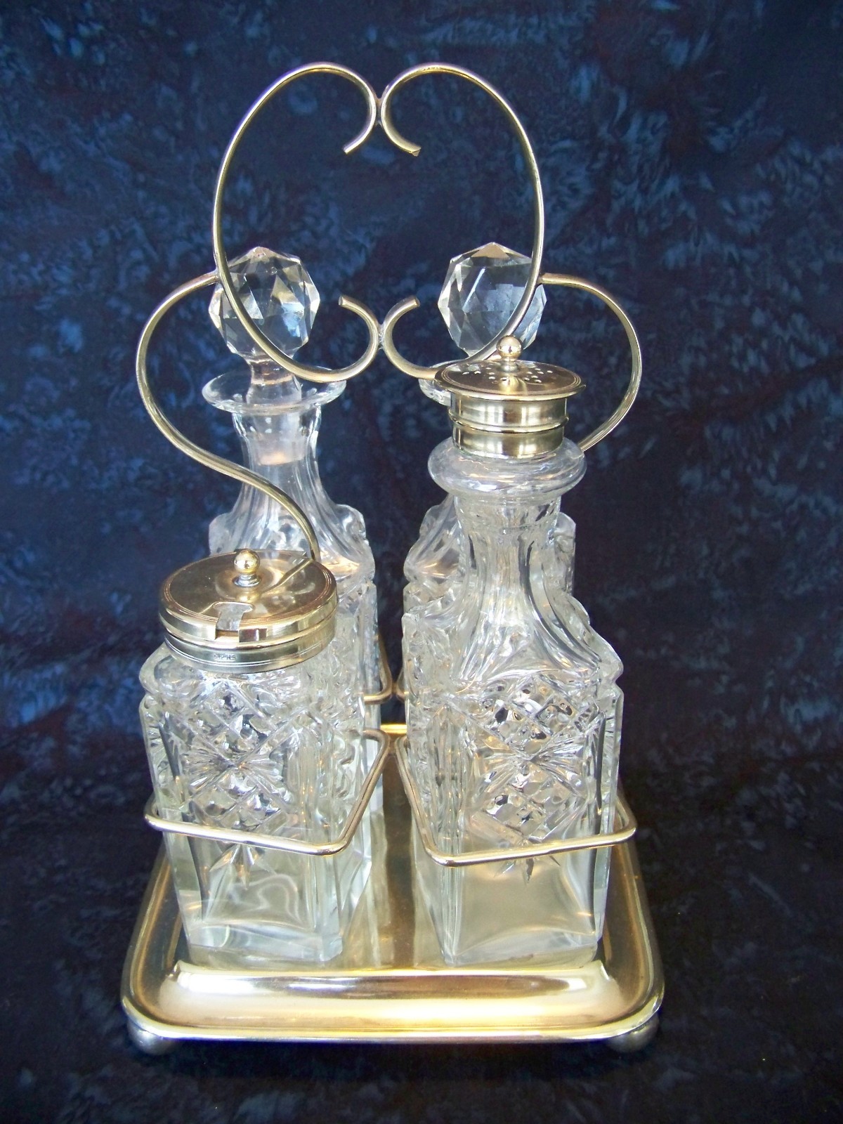 BHA England EPNS Silverplate and Glass CRUET SET