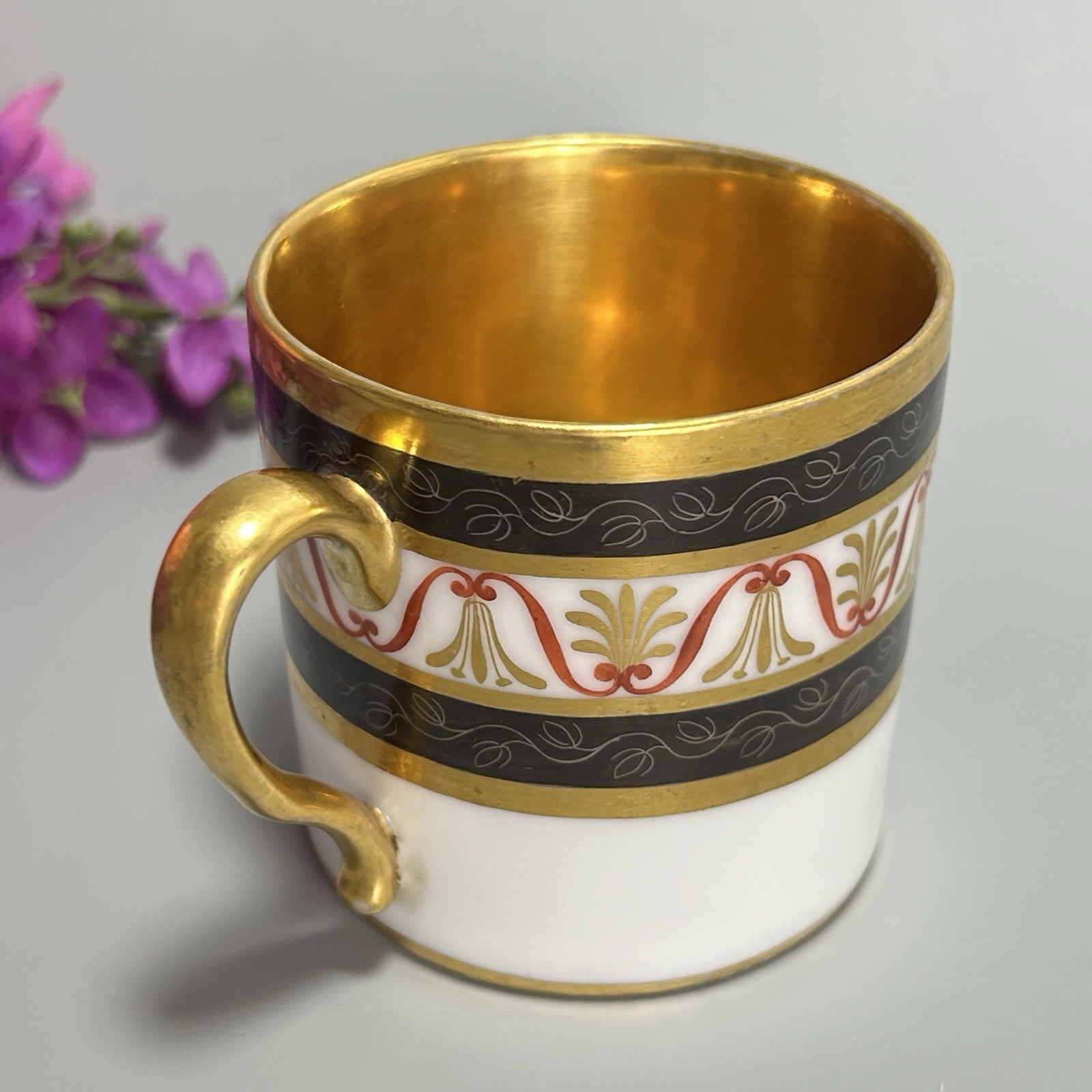 Antique Nast Veiux Paris Porcelain Cup C1815s Gilt French Empire 2.5”H Gold