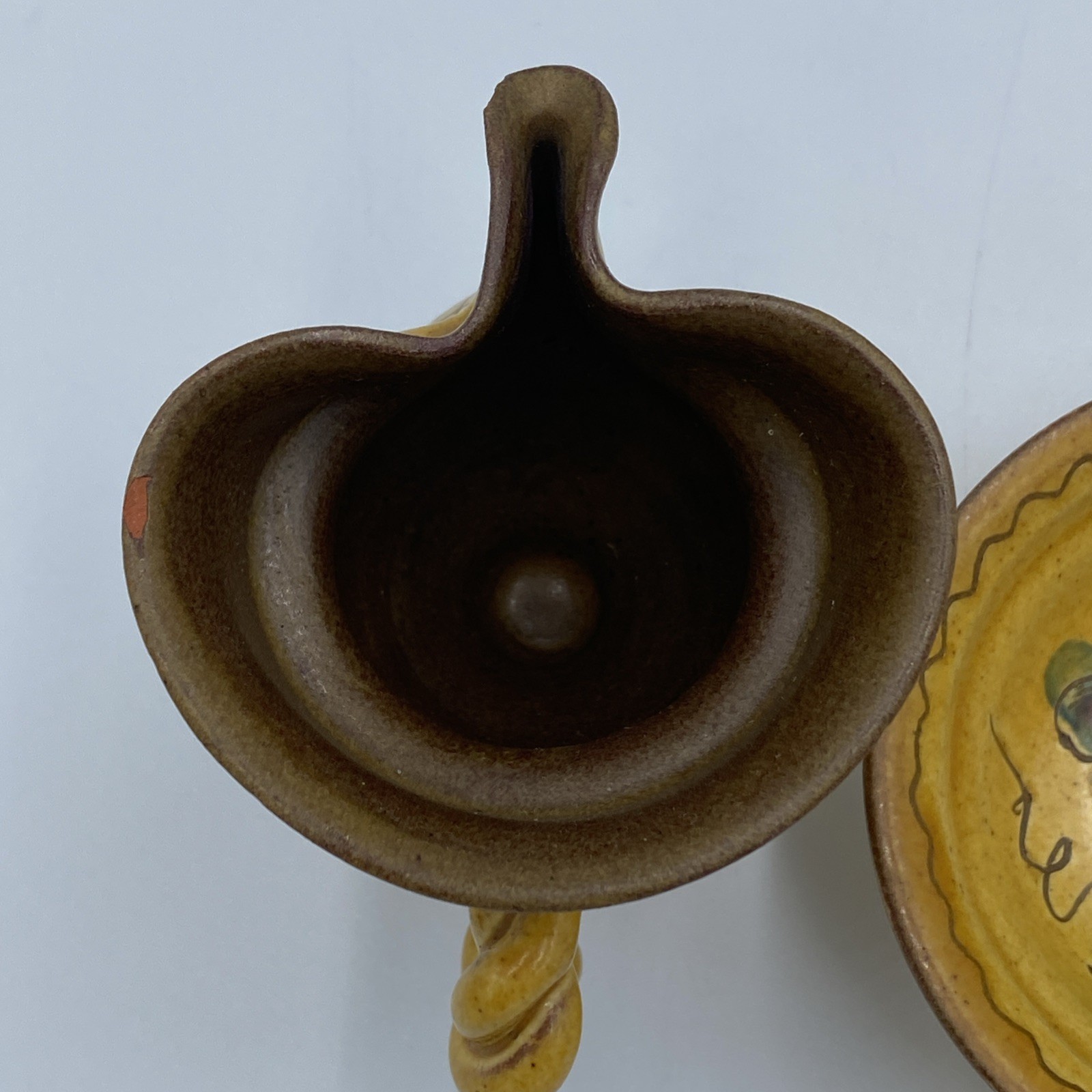 Pottery Creamer/Pitcher & Saucer, Made in SN Liechtenstein, Italian Style, Mini