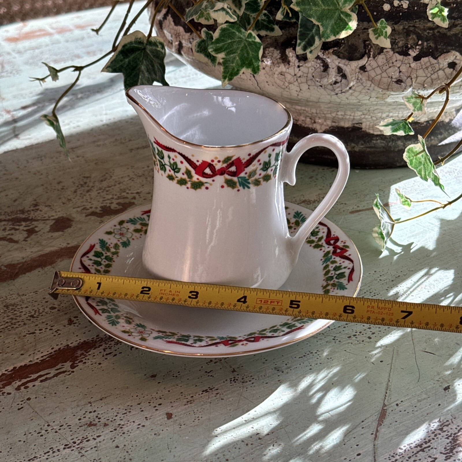 Domestications Christmas Creamer And Saucer