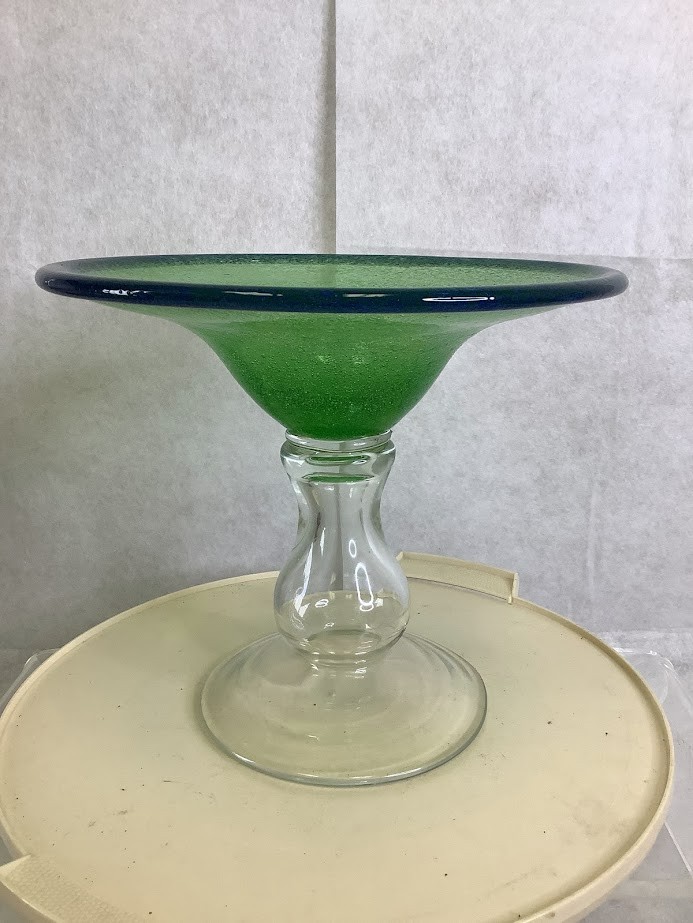 Vintage Benko Glass Pedestal Compote Bowl