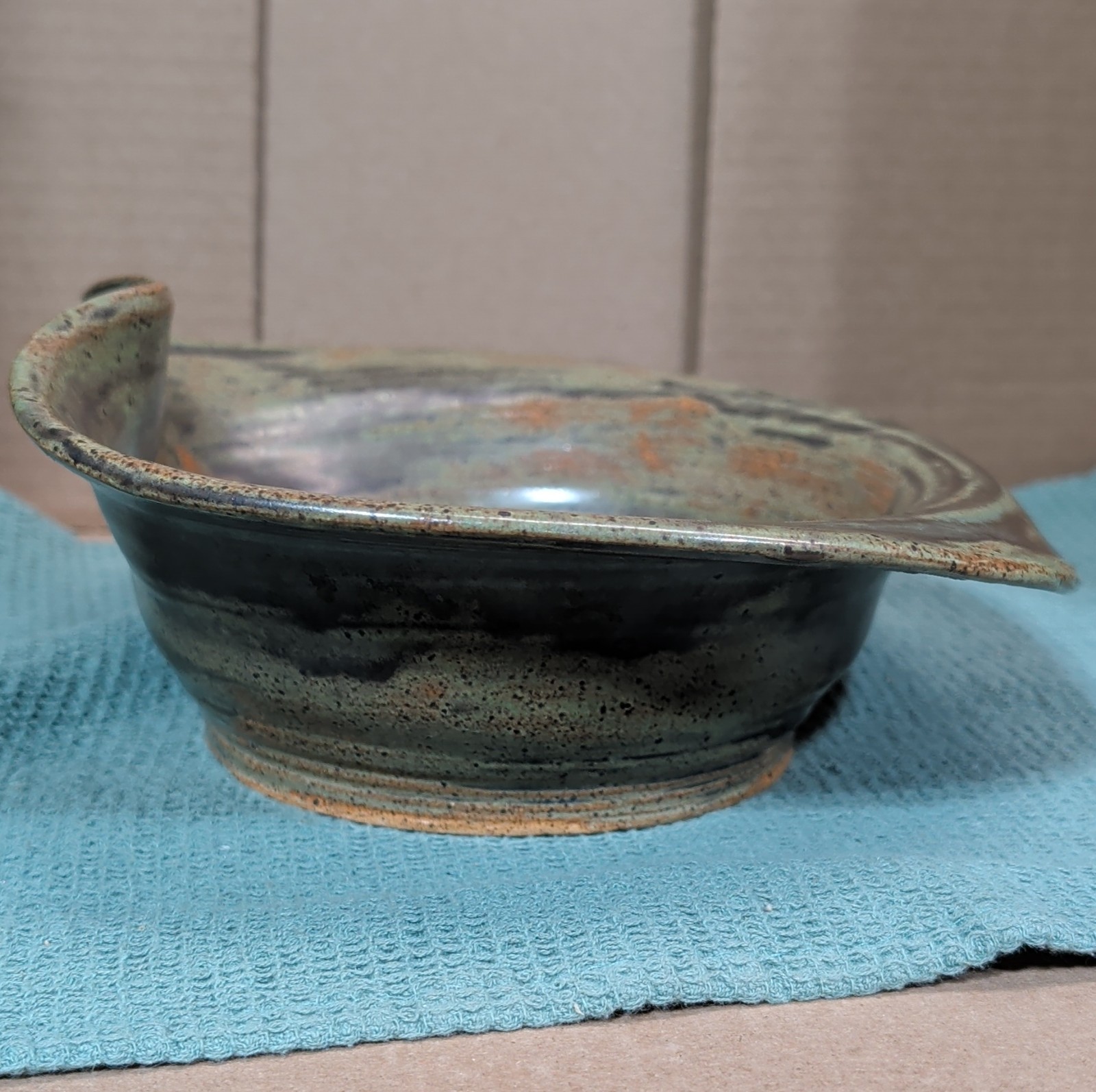 Signed C. Miller Studio Pottery Bowl – Hand Thrown Asymmetrical Scooped Rim
