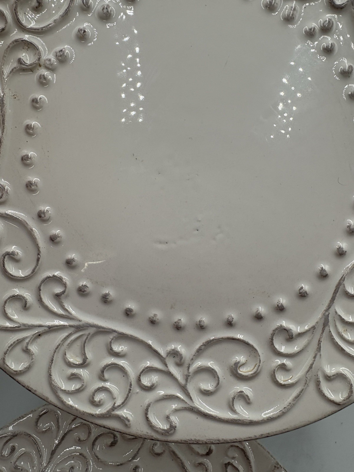 American Atelier Bianca Bead Salad Plate 8” Set of 4 Dining White Elegant Round