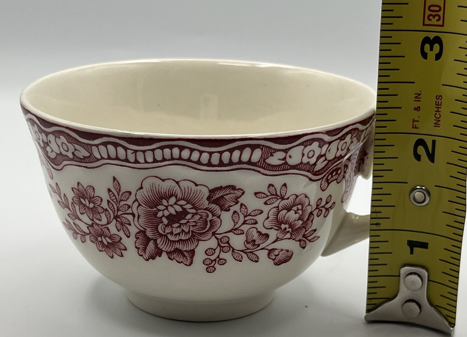 Crown Ducal Bristol Pink Scalloped Edge Tea Cup and Saucer Vintage 1930s