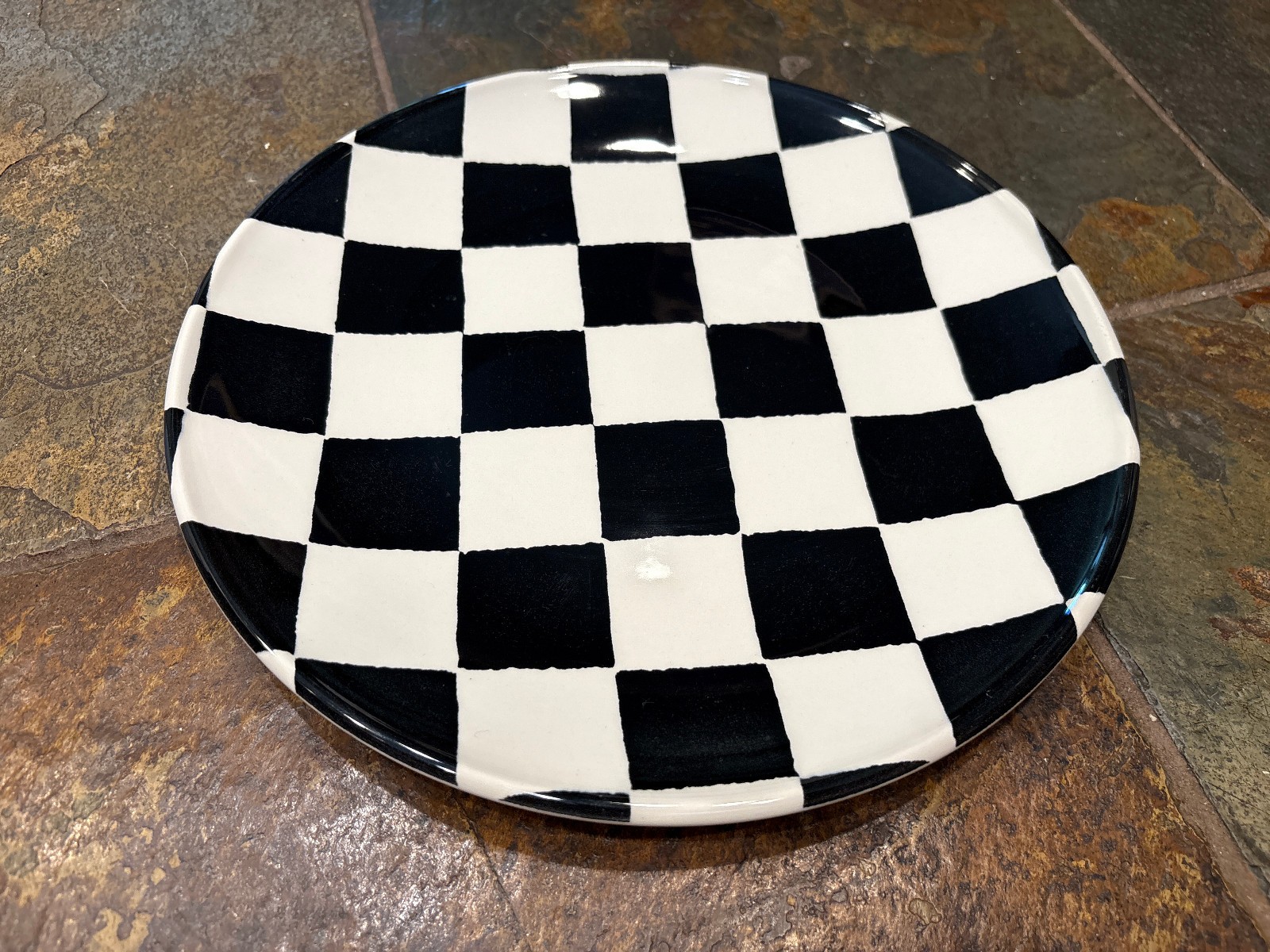 Royal Stafford Chequers Coupe Dinner Plate 11″ Black White Checkers