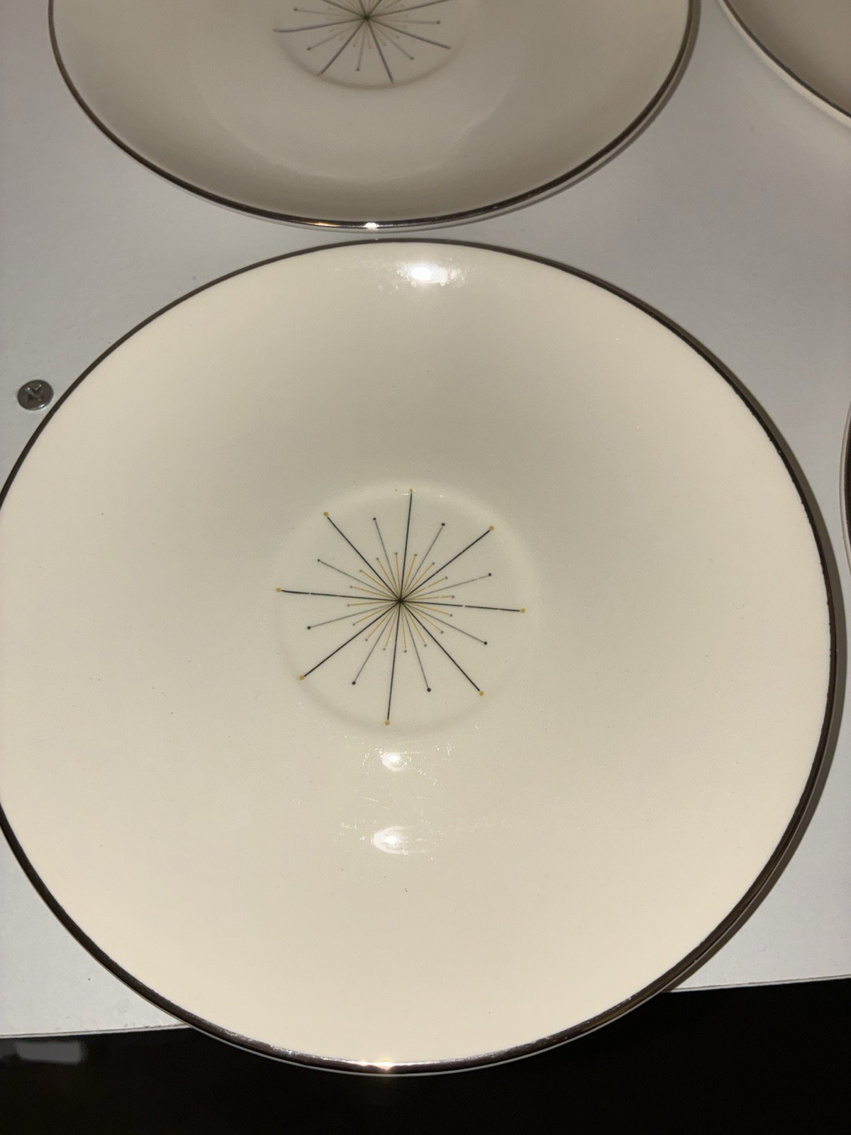 Vtg HLC Modern Star Saucers Set Of 4 MCM Atomic Starburst 💫 Homer Laughlin