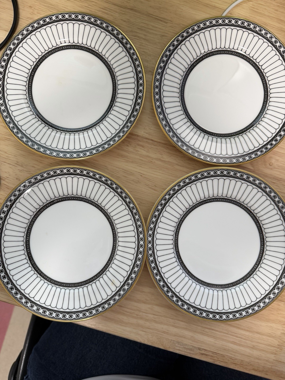 Set of 4 Wedgwood Colonnade Black Bread and Butter Plates 6 Inches MCM