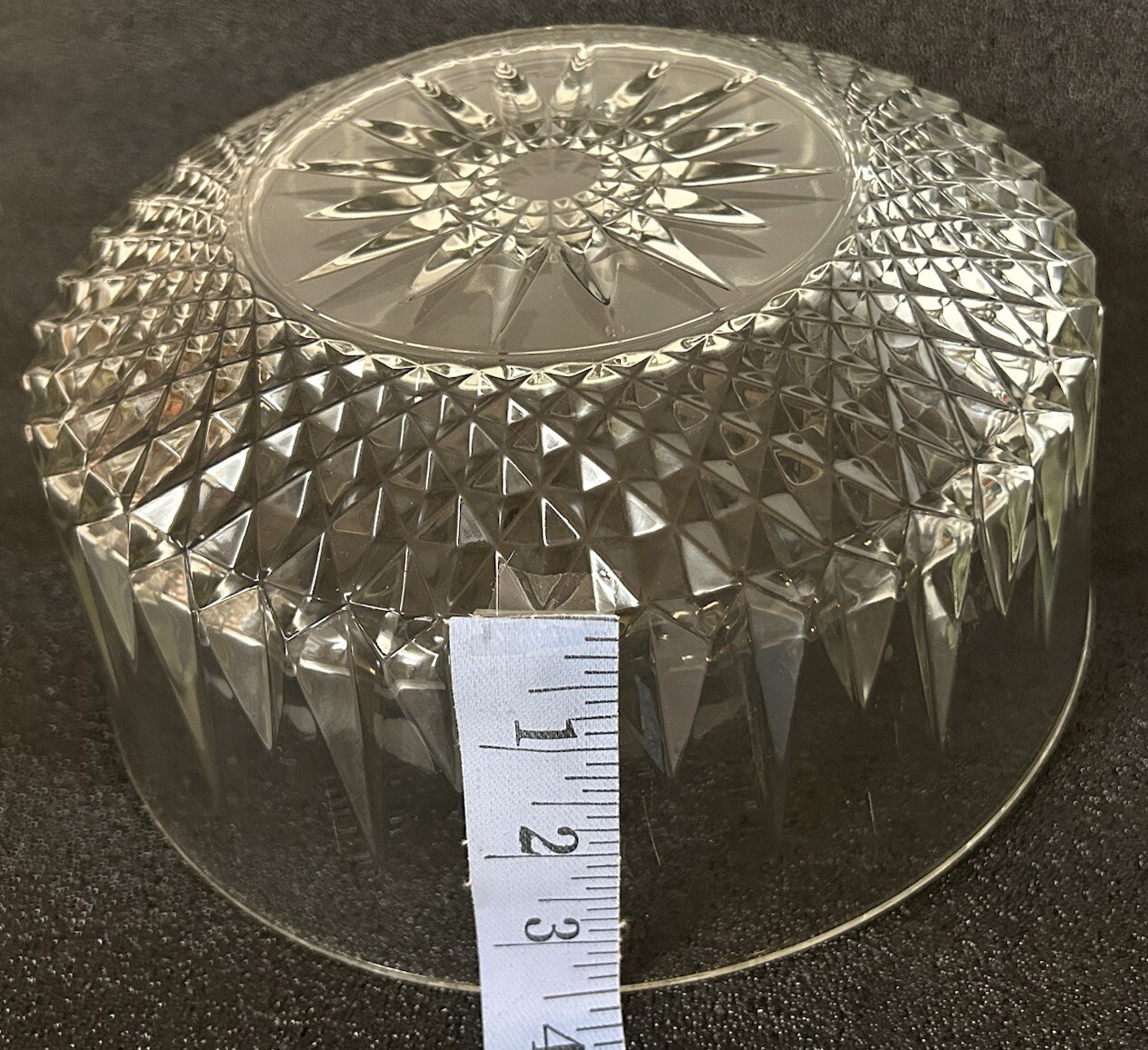 ARCOROC USA 9in Cut Glass Serving Bowl Starburst Pattern Made in USA Vintage