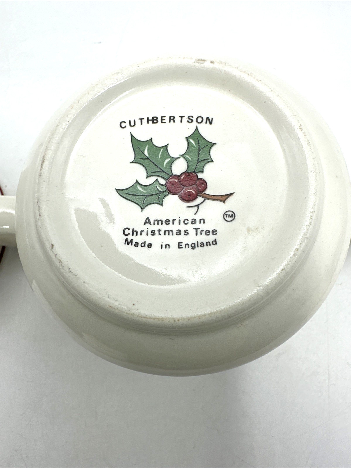 4 Piece Cuthbertson Christmas Tree Holly Berry Cups and Pitcher Set Vintage