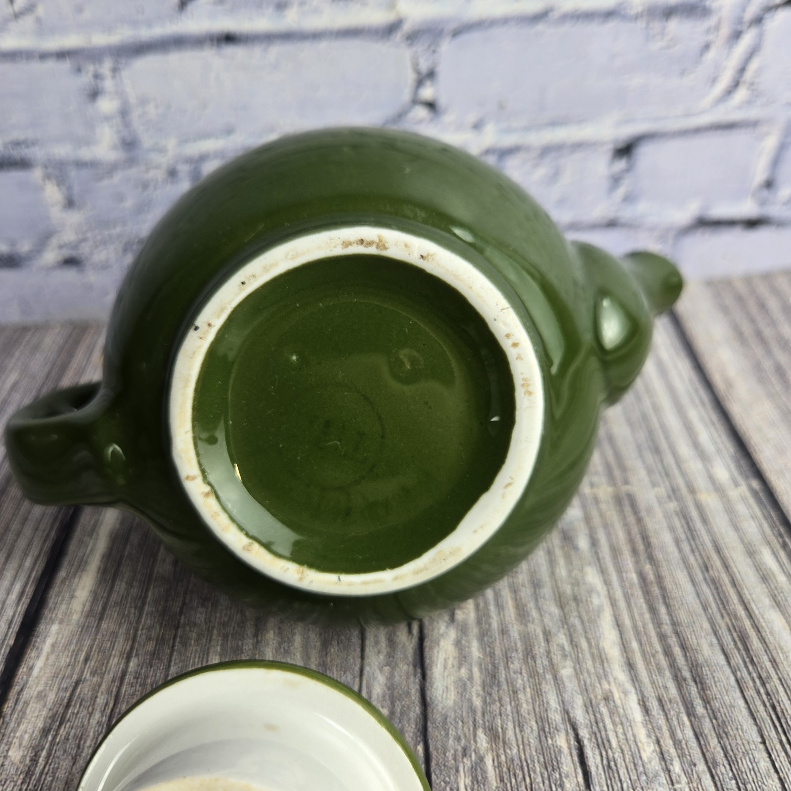 Vintage Dark Green Glazed 4″ Tall 1 Cup Personal Teapot